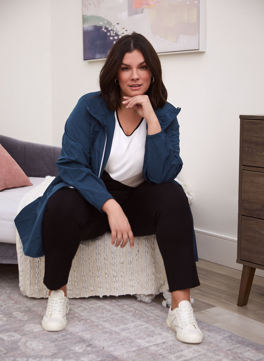 Contrast Zip Raincoat