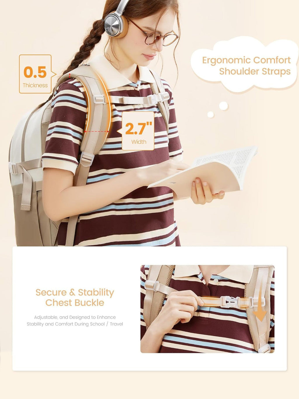 Cute School Backpack, 15.6, 5010