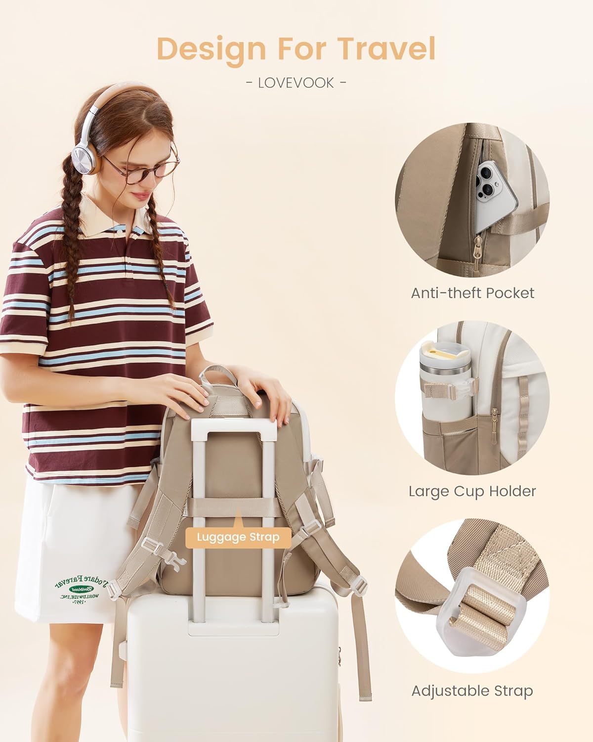 Cute School Backpack, 15.6, 5010