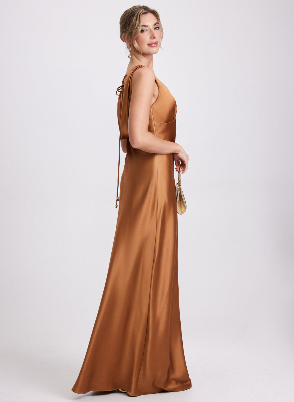 Cowl Back Satin Dress