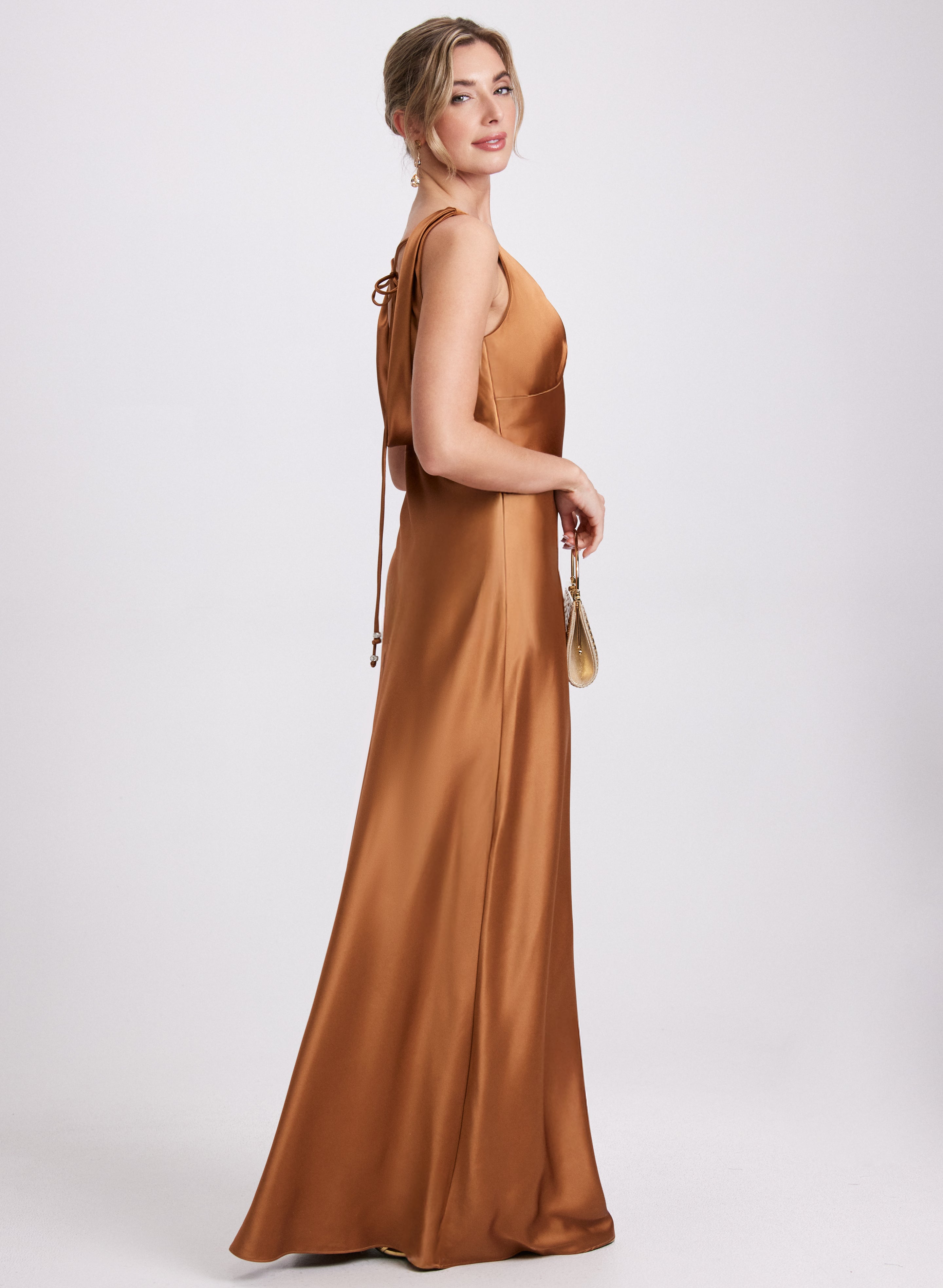 Cowl Back Satin Dress