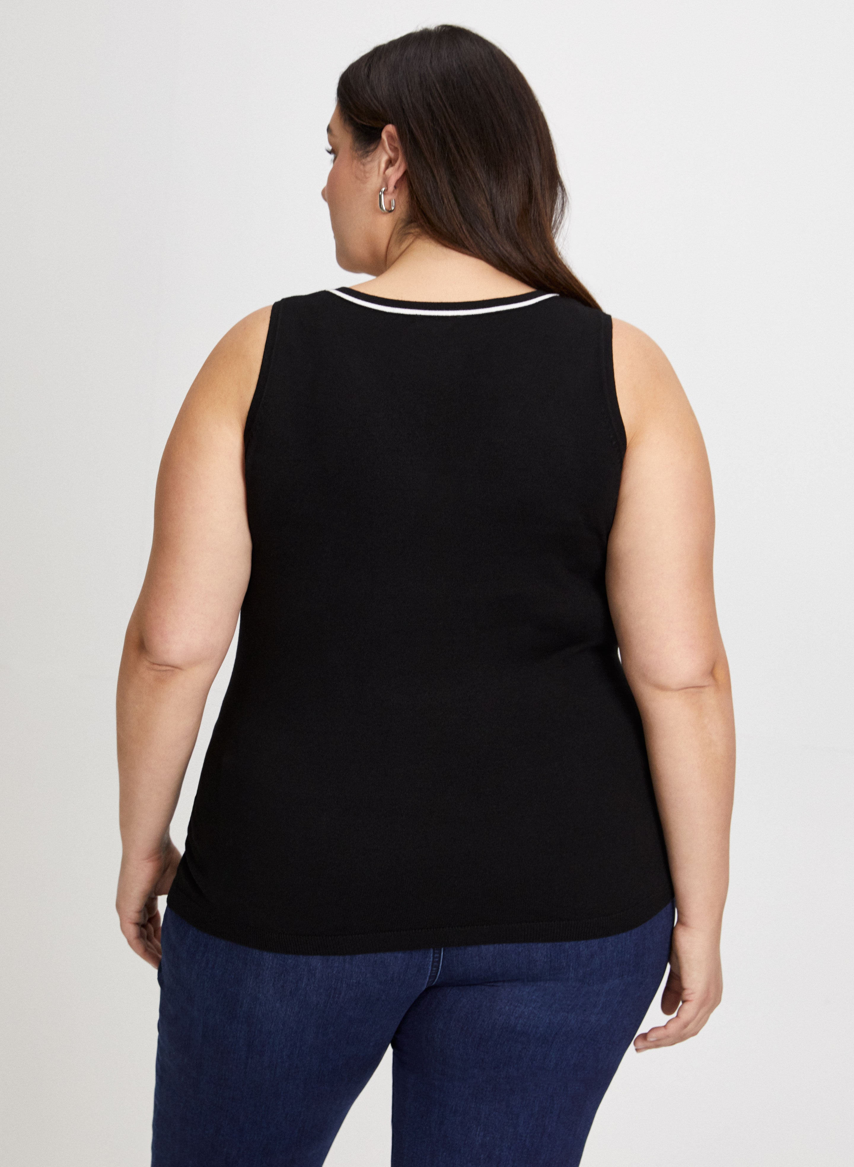 Contrast Stripe Sleeveless Knit Top