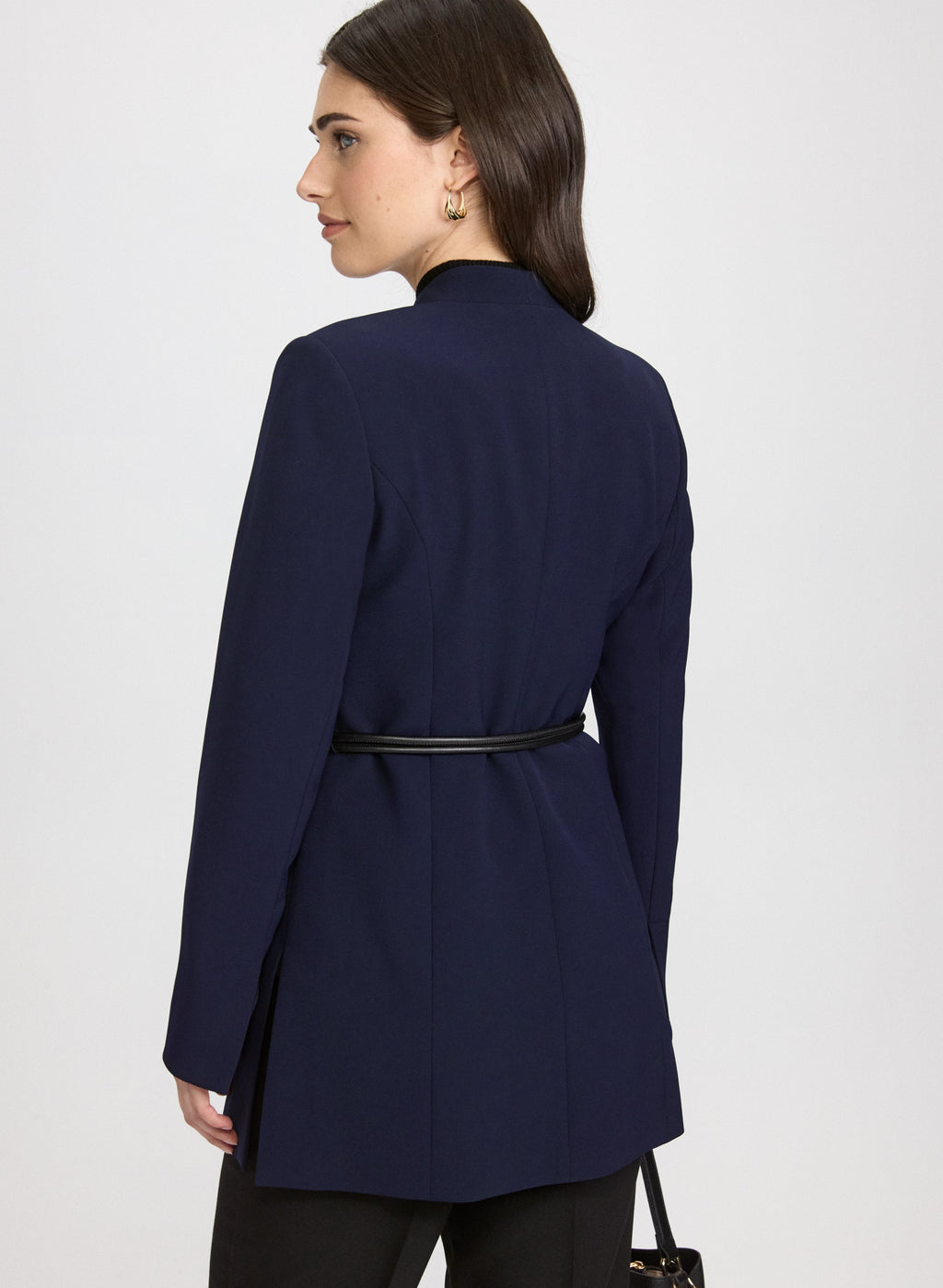 Belted Collarless Blazer