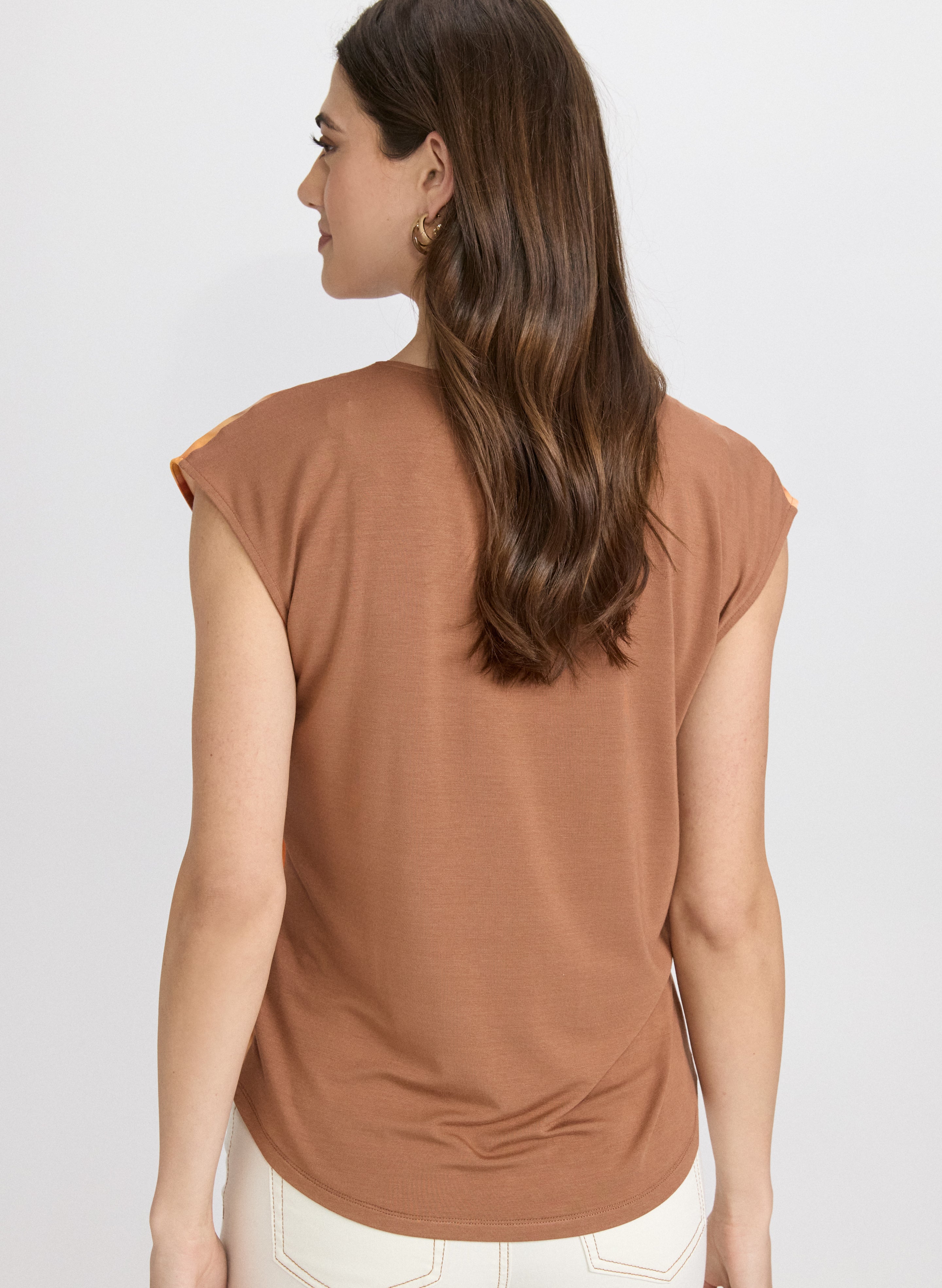 Abstract Cap Sleeve Top
