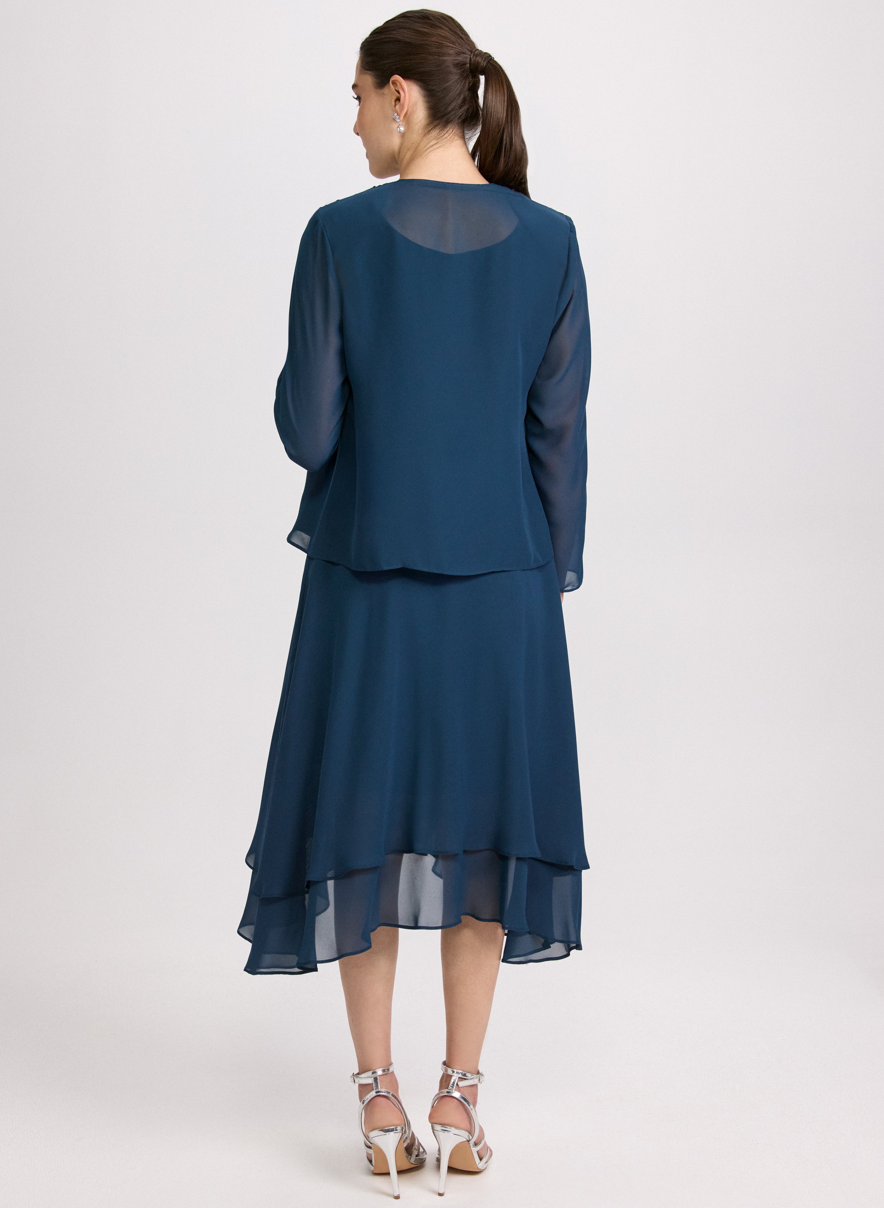 Chiffon Sequin Dress & Jacket Set