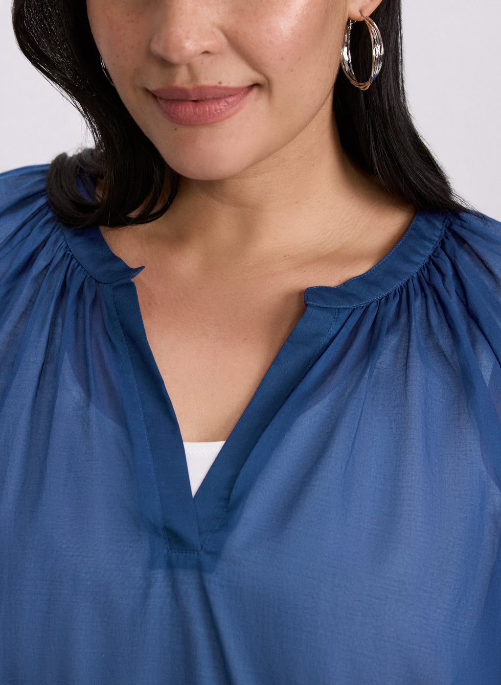 Cotton Split Neck Blouse
