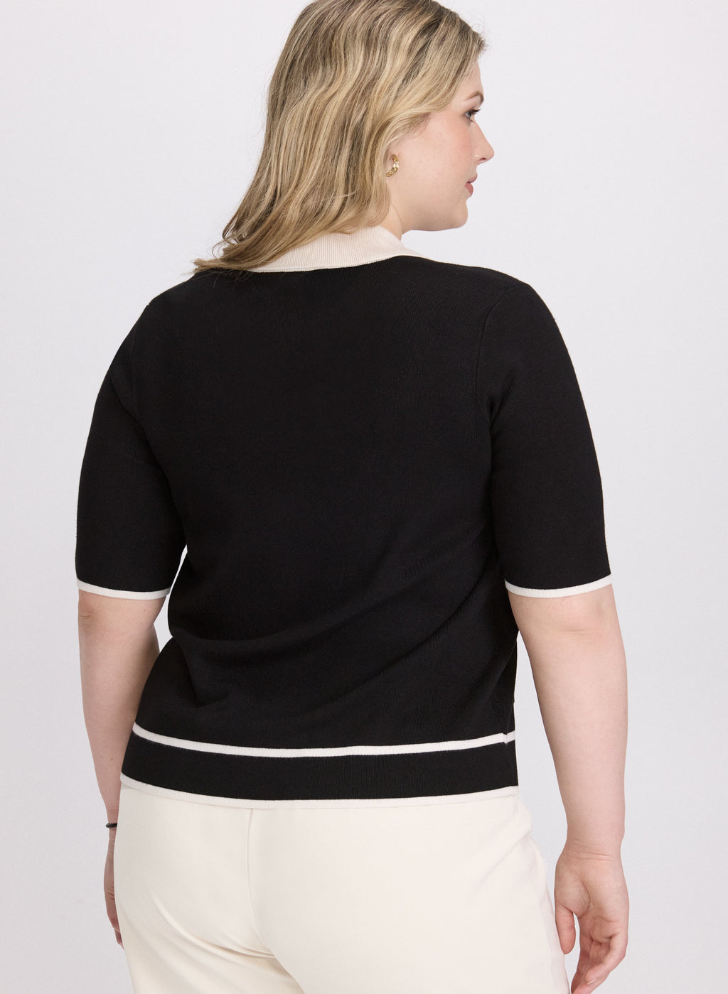 Contrast Knit Polo Top