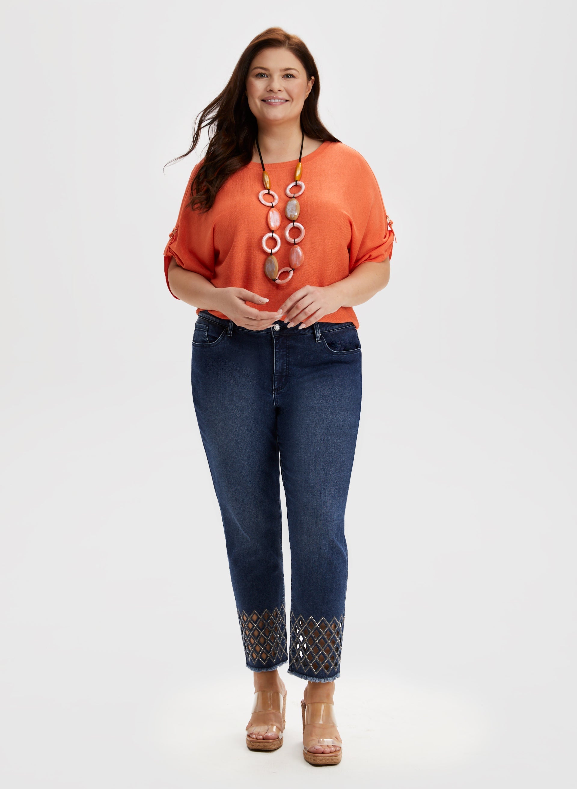 Diamond Cutout Slim Leg Jeans