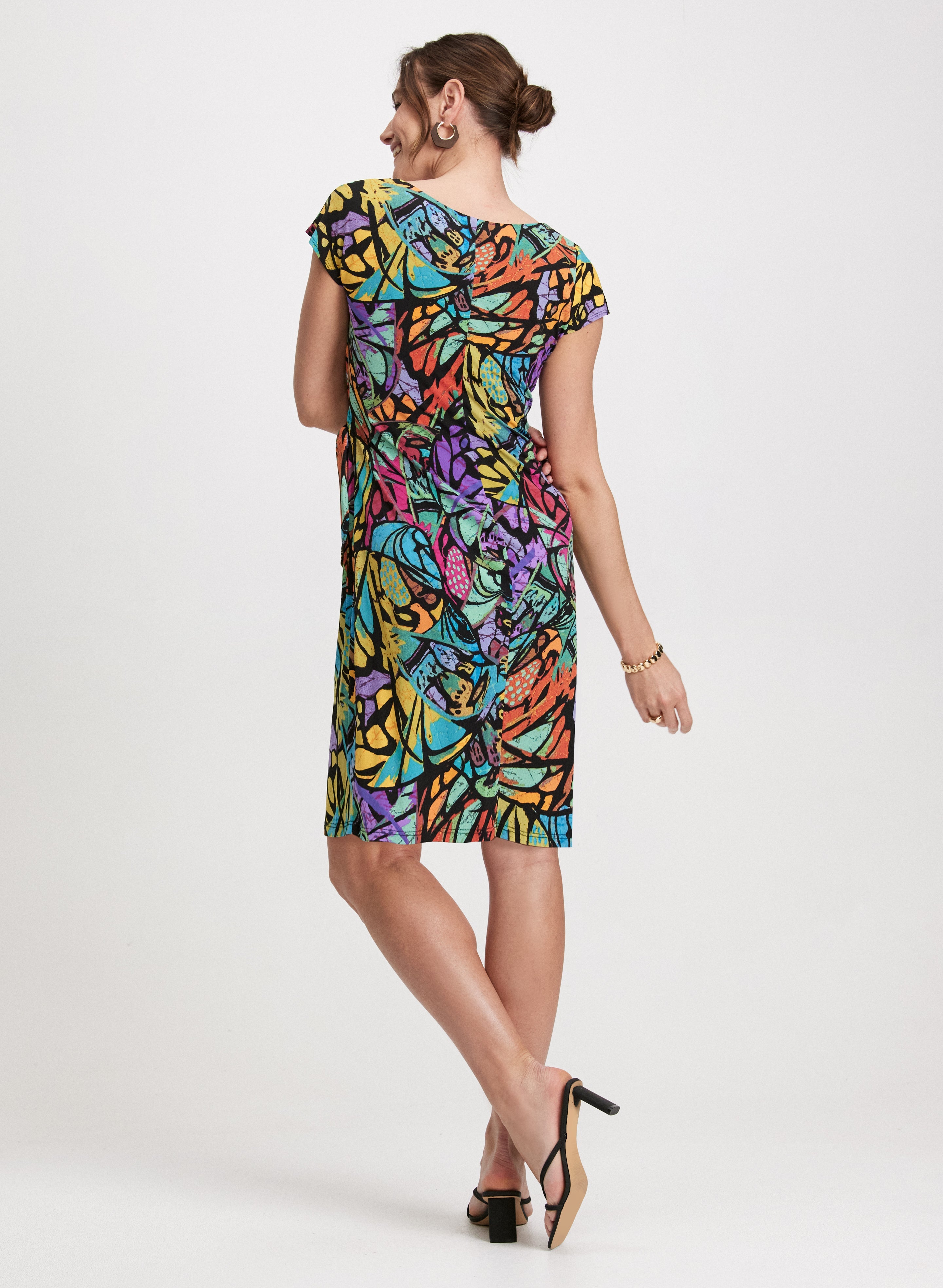 Abstract Print Wrap-Effect Dress