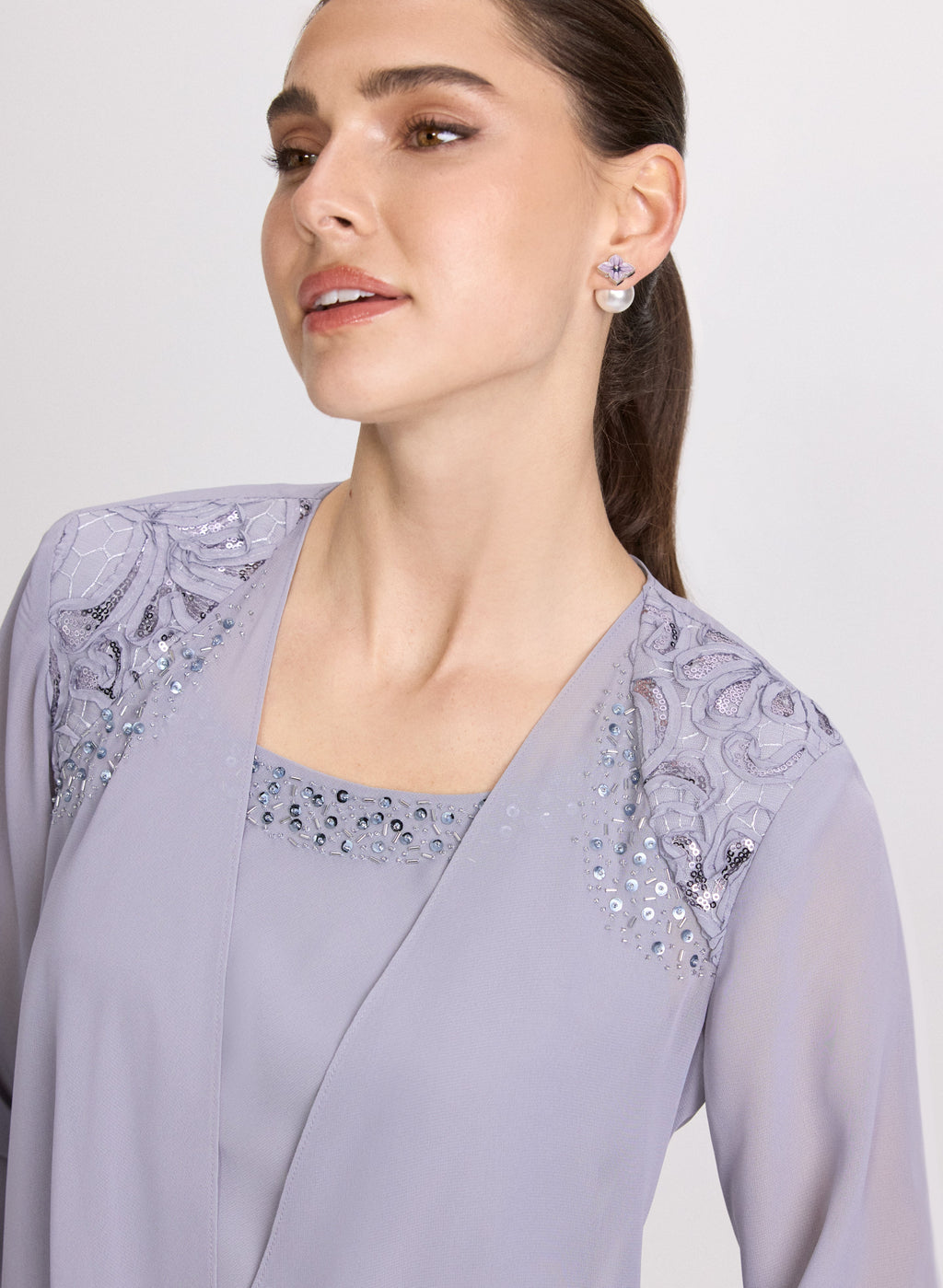 Chiffon Sequin Dress & Jacket Set