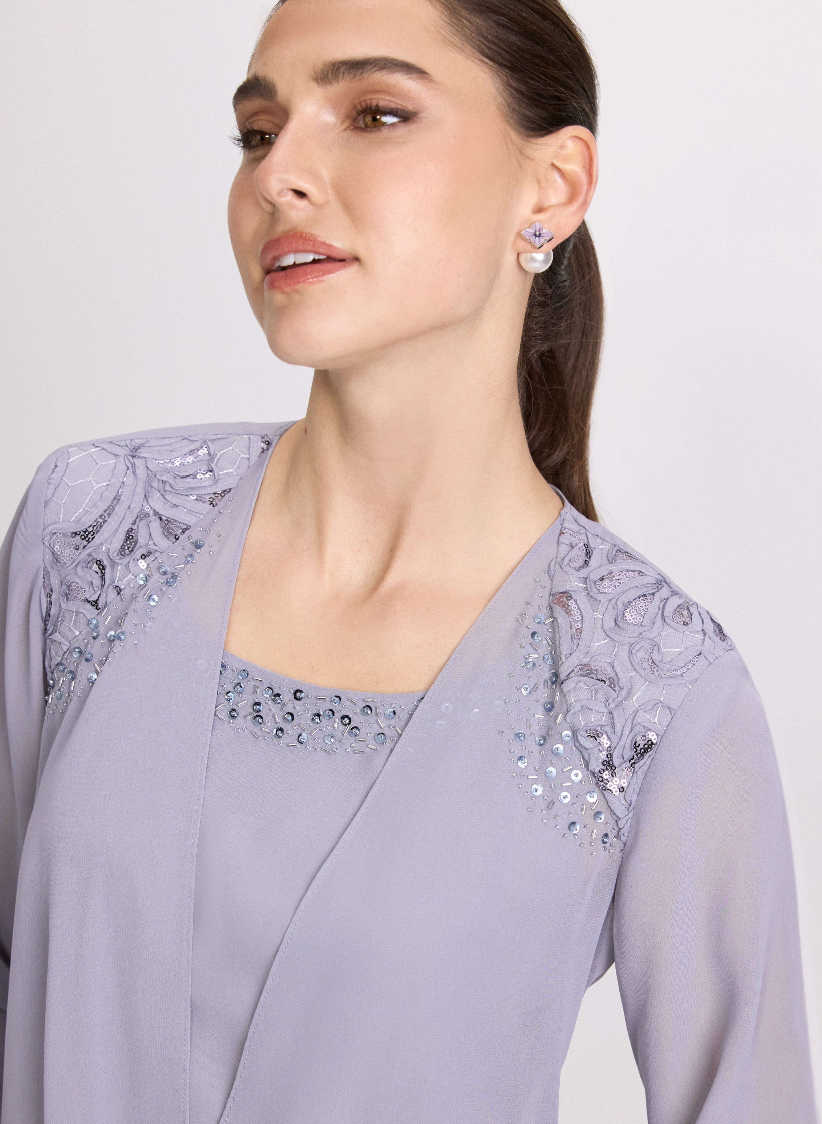 Chiffon Sequin Dress & Jacket Set