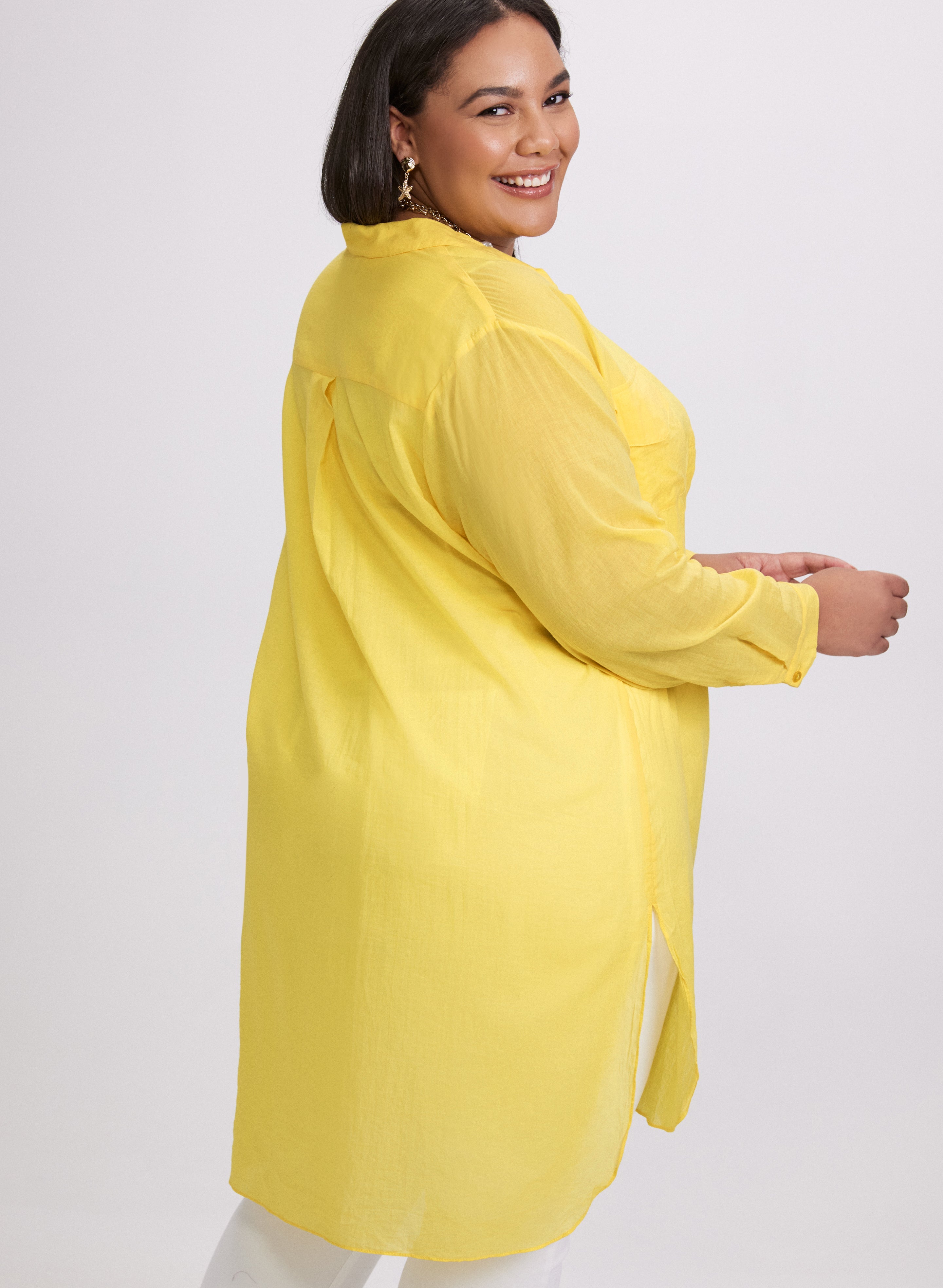 Button-Down Tunic Blouse