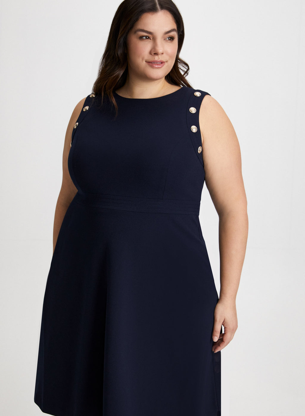 Button Detail Sleeveless Dress