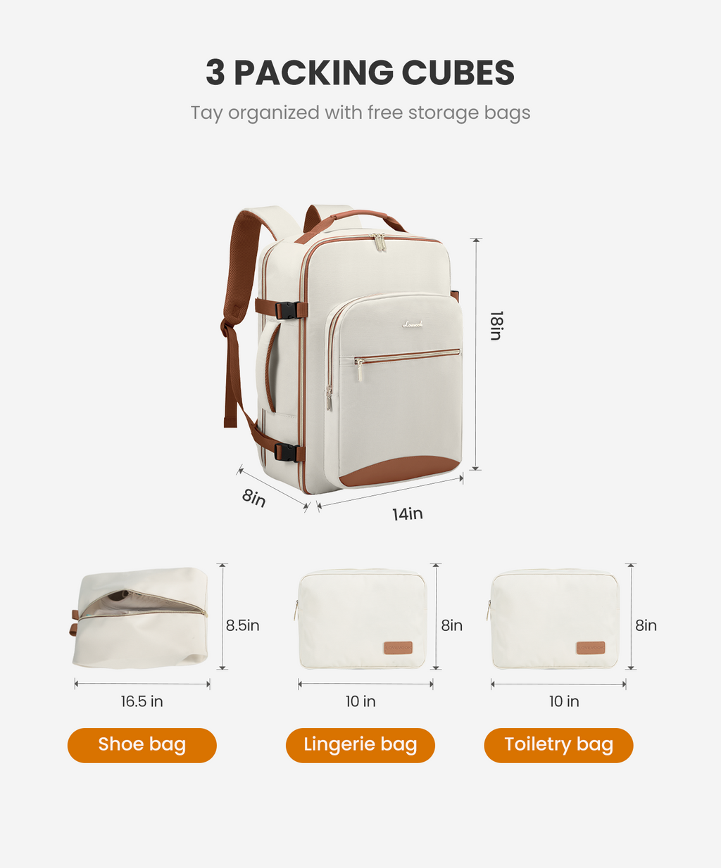 4Pcs, 40/50L Freyja Laptop Travel Backpack, 17 18