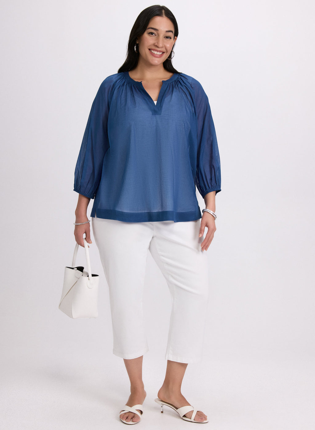 Cotton Split Neck Blouse