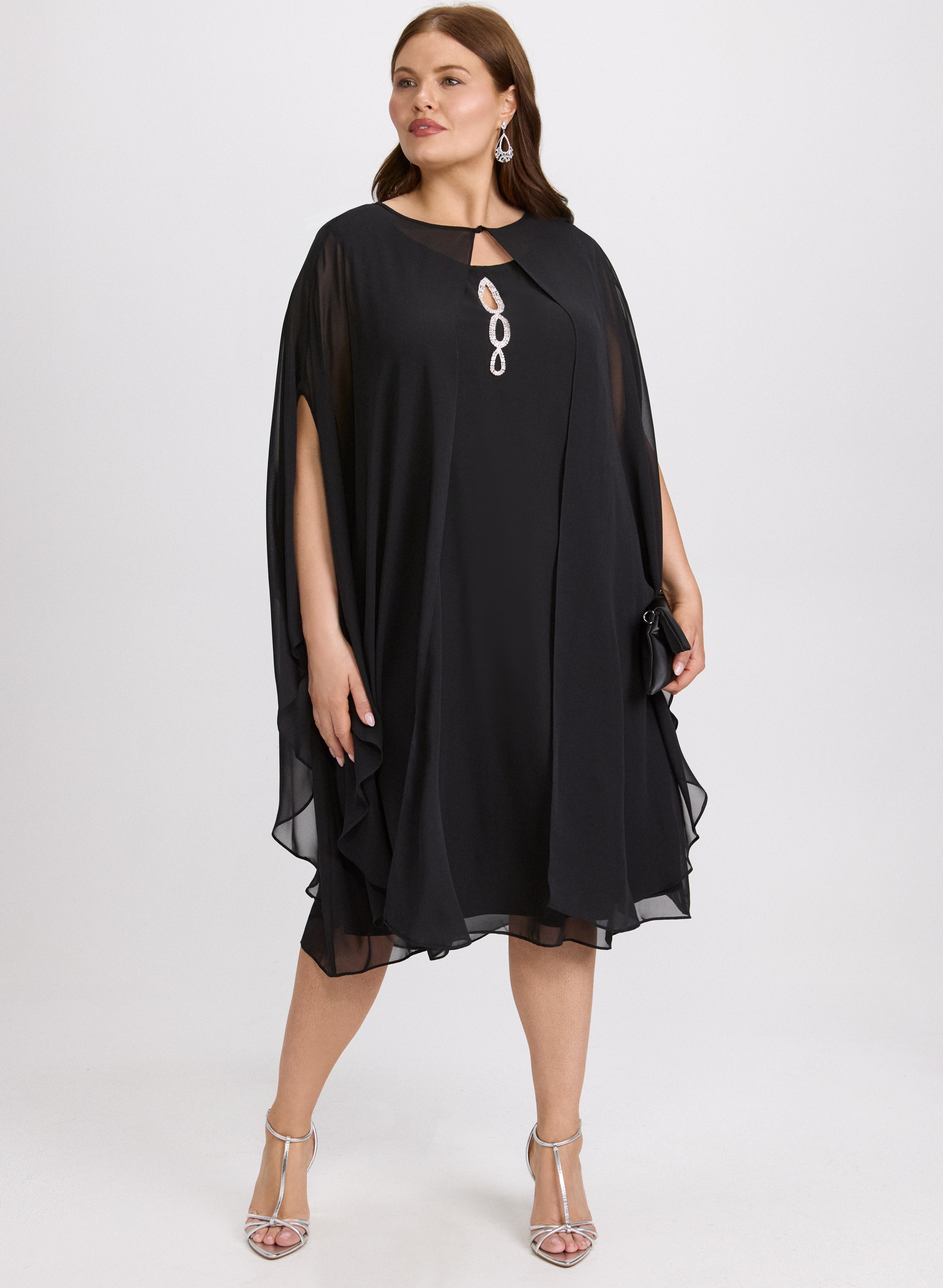 Chiffon Dress & Cape Set