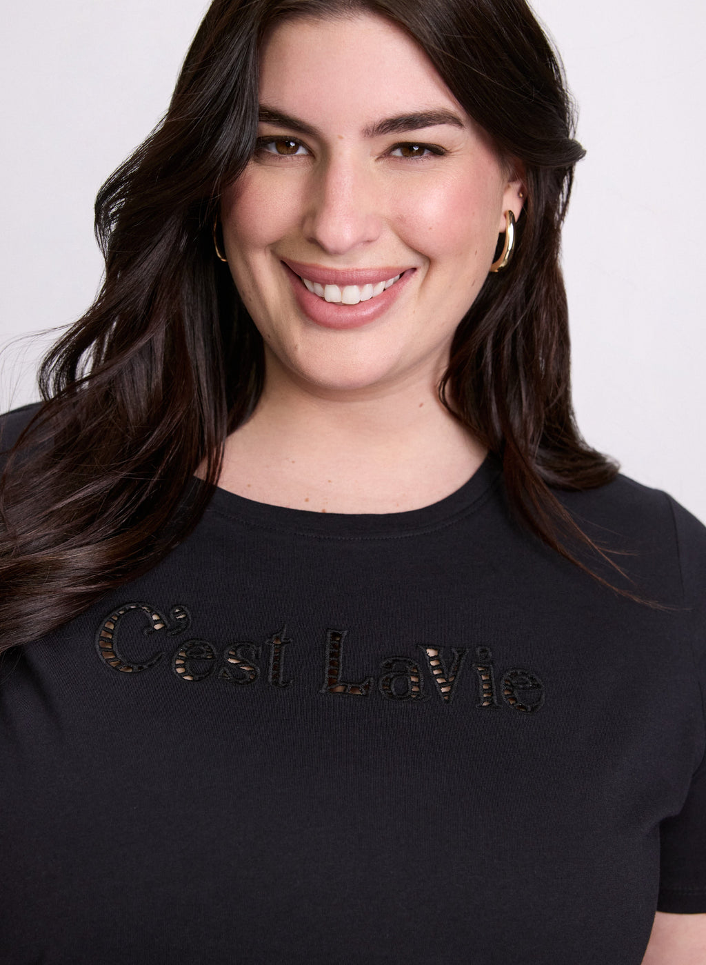 Cut-Out Script T-Shirt