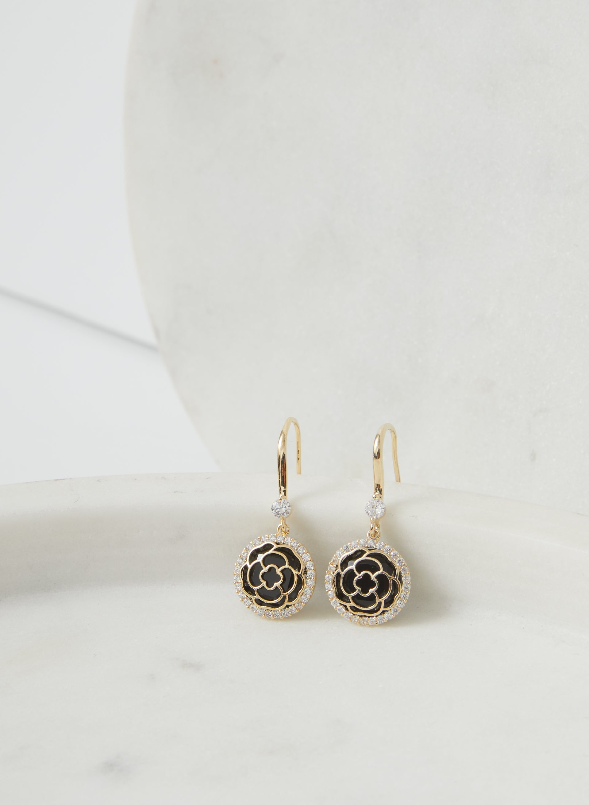 Crystal Flower Drop Earrings