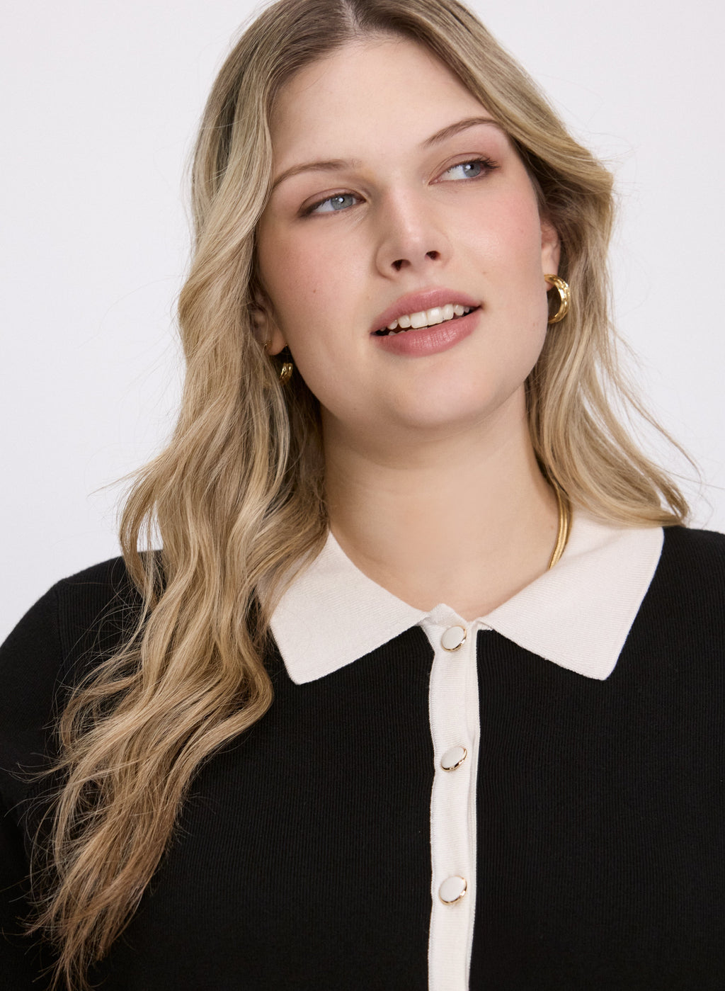 Contrast Knit Polo Top