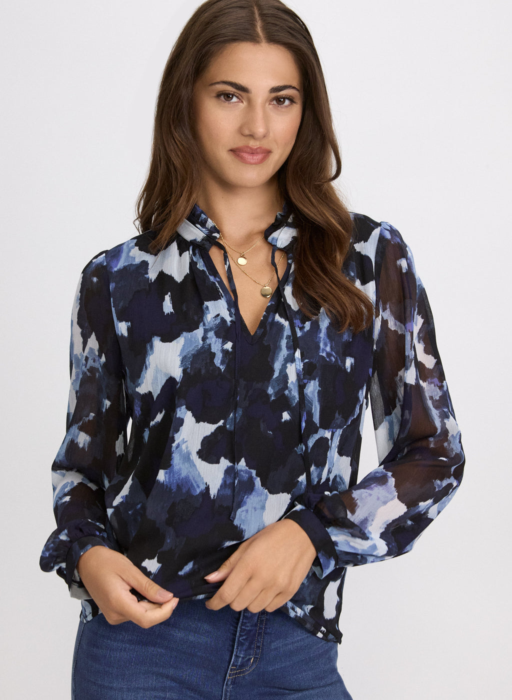Abstract Wave Print Blouse