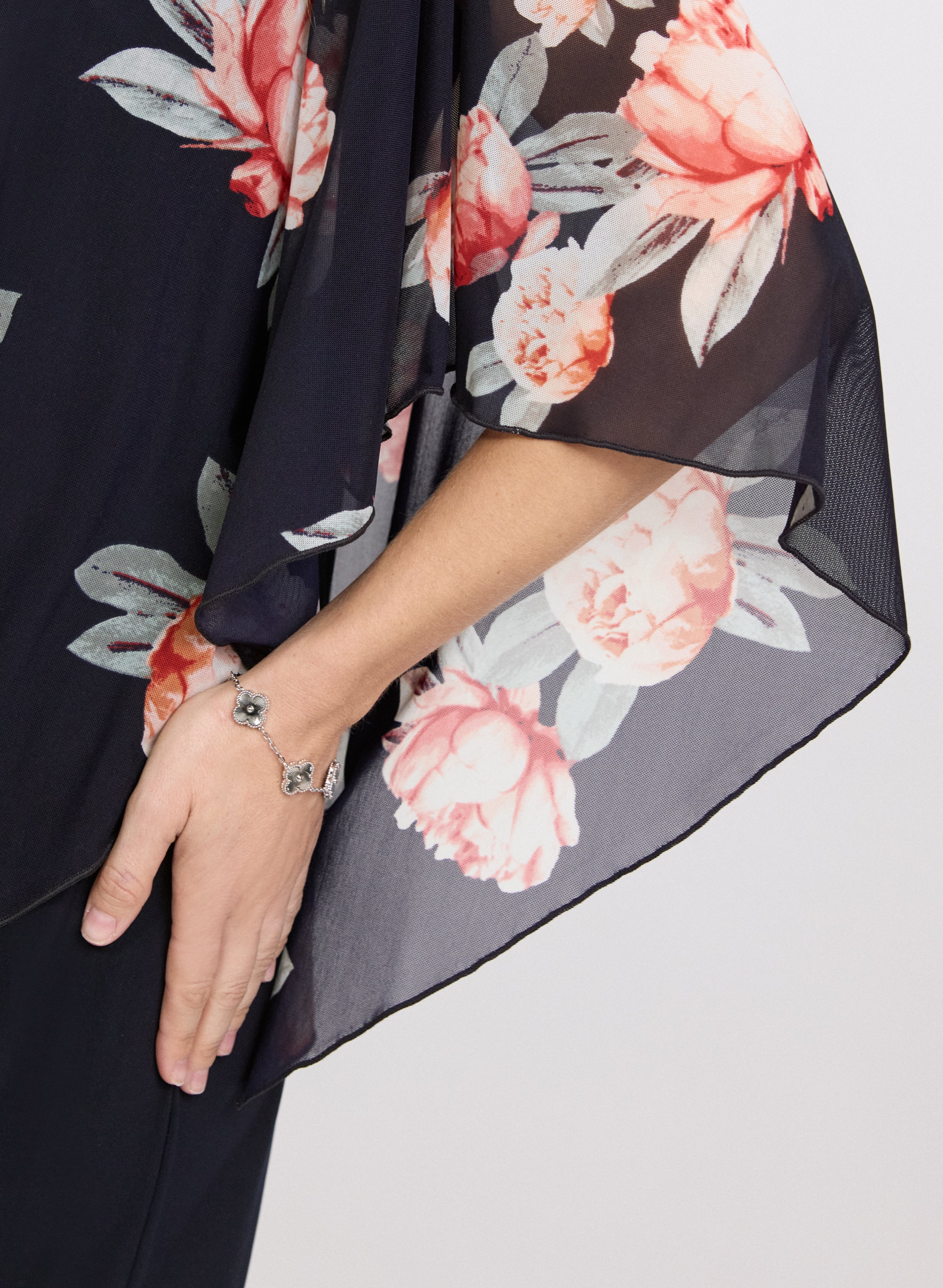 Chiffon Floral Pocho & Jersey Dress