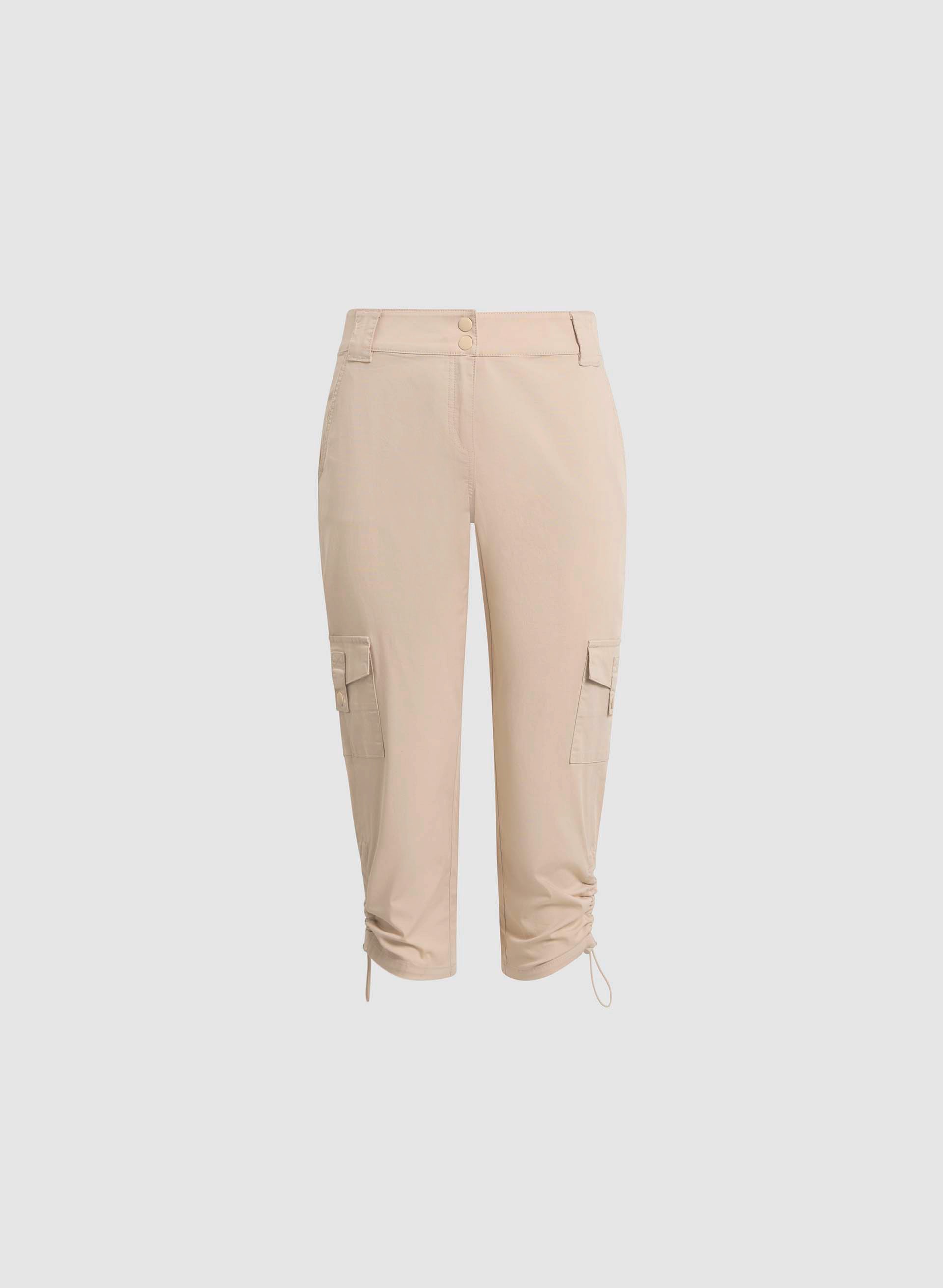 Cropped Drawstring Hem Cargo Pants