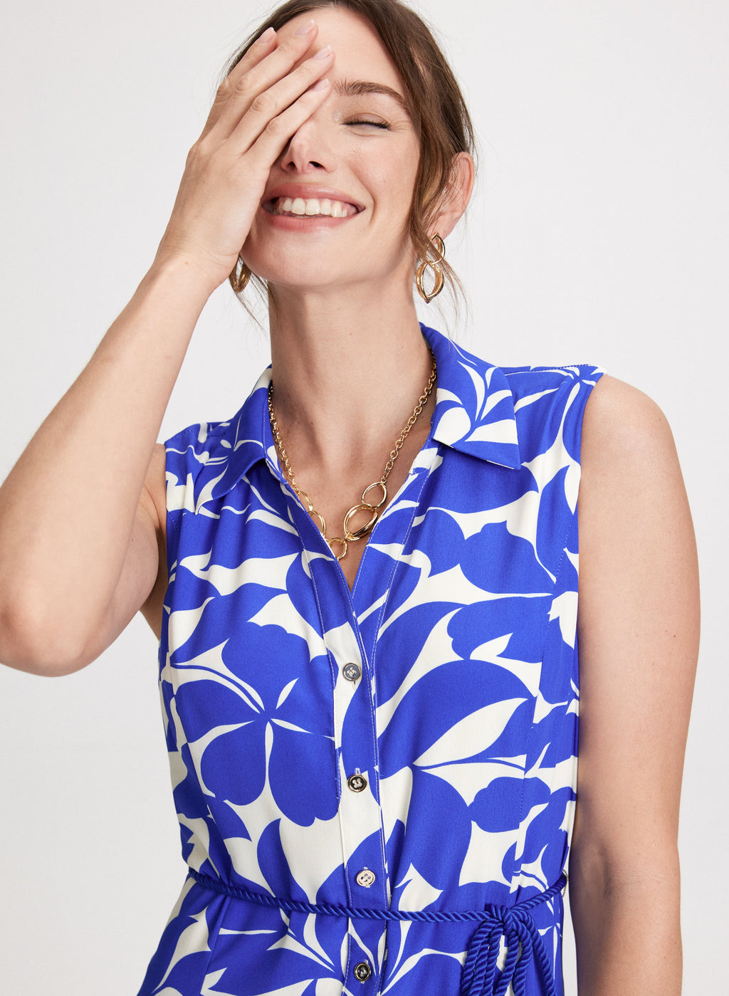 Button-Down Floral Midi Dress