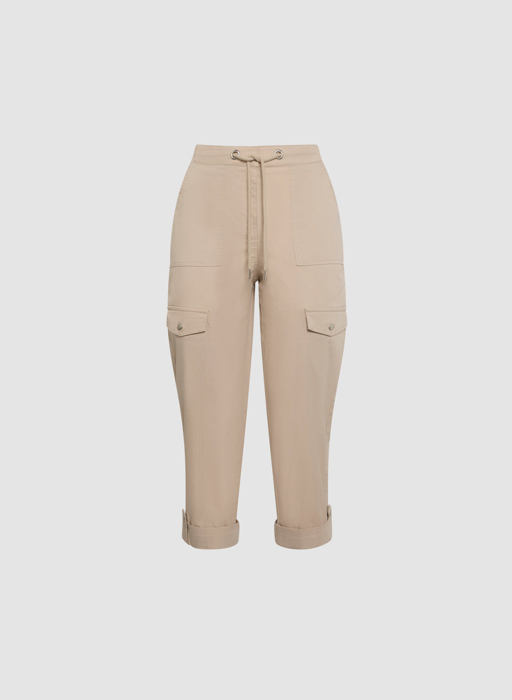Cotton Drawstring Waist Cargo Capris