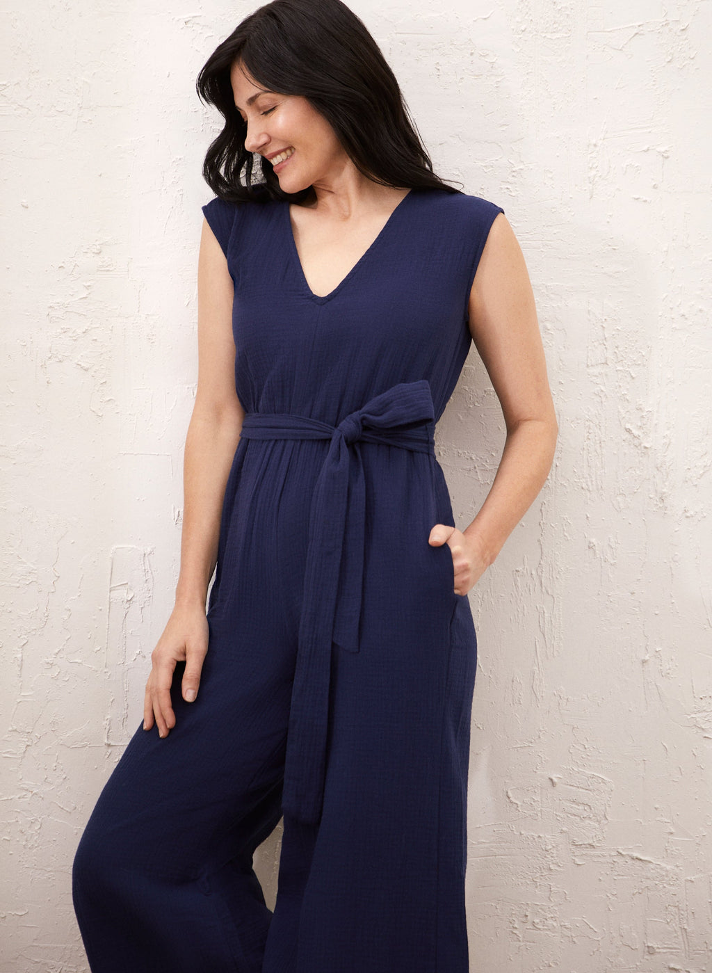 Cotton V-Neck Jumpsuit