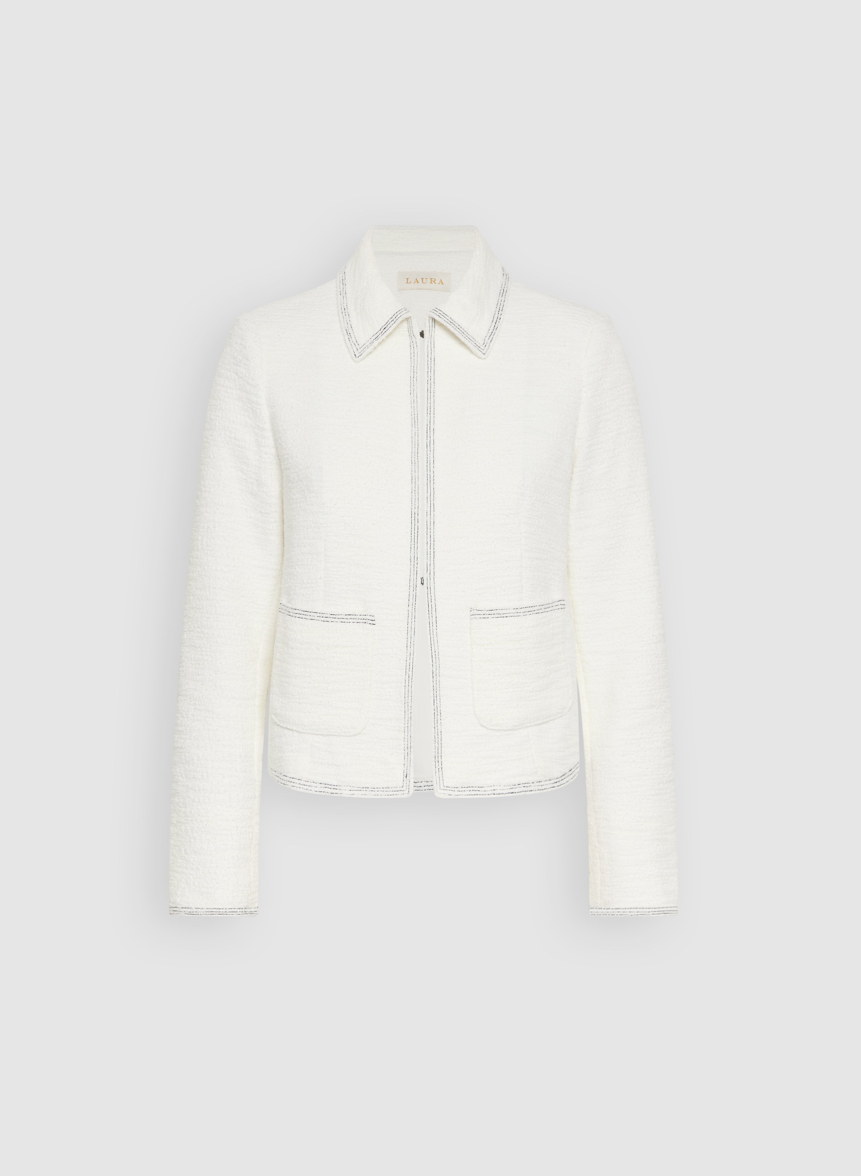 Contrast Stitch Tweed Jacket