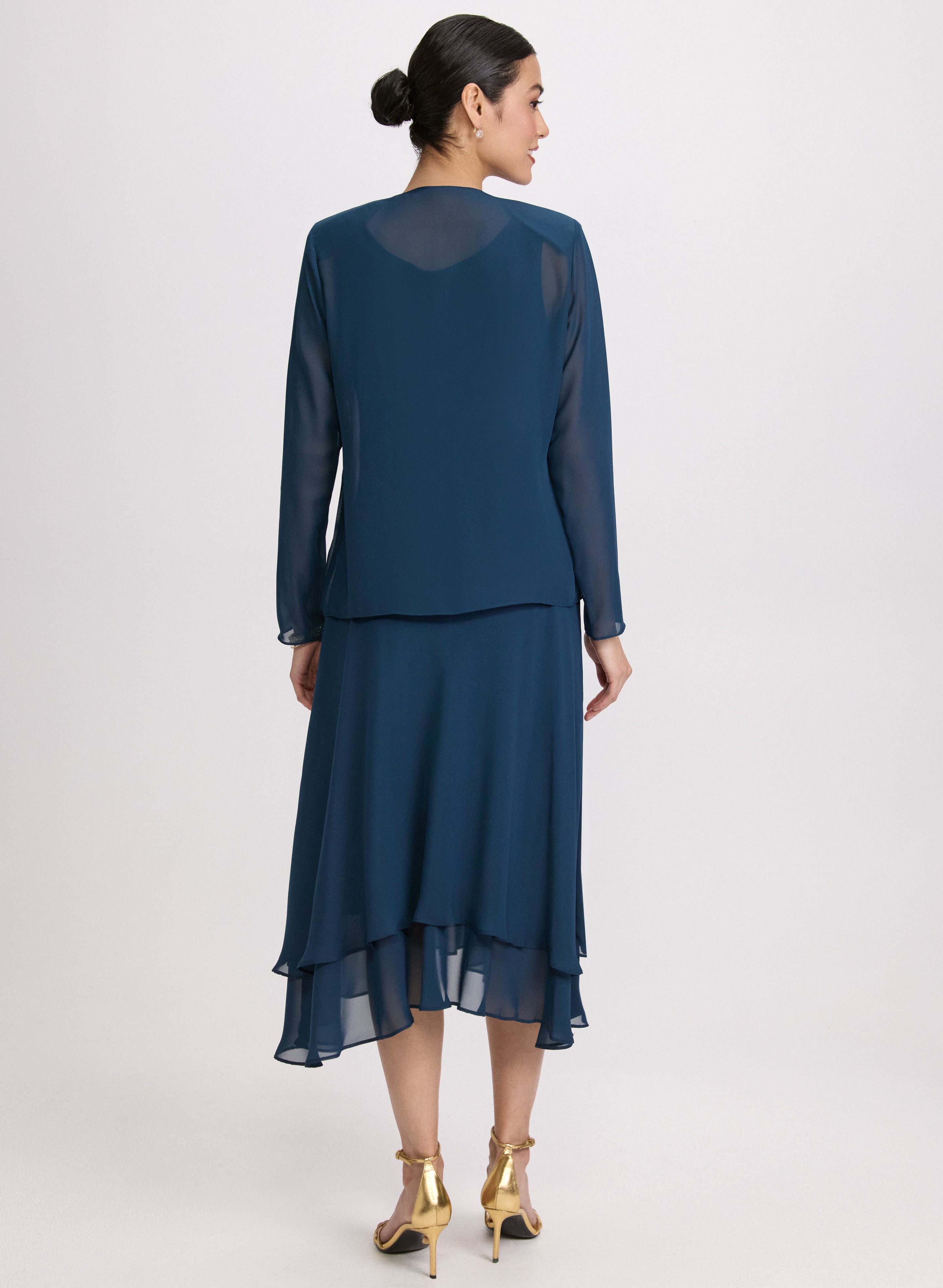 Chiffon Sequin Dress & Jacket Set