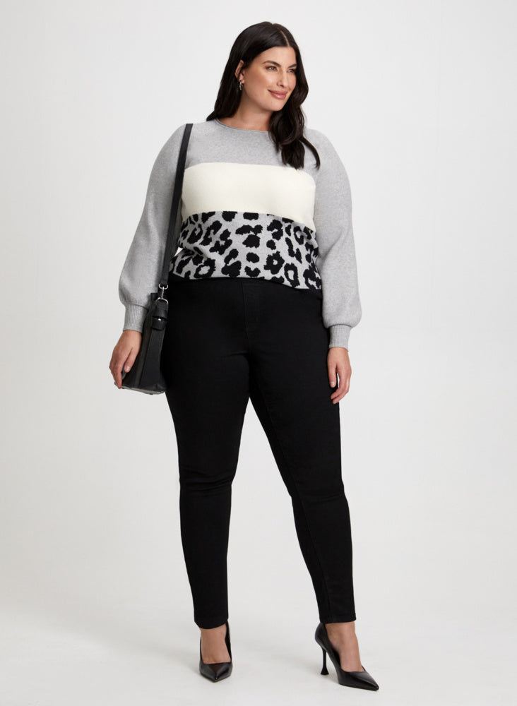 Colour Block Sweater & Slim Leg Jeans