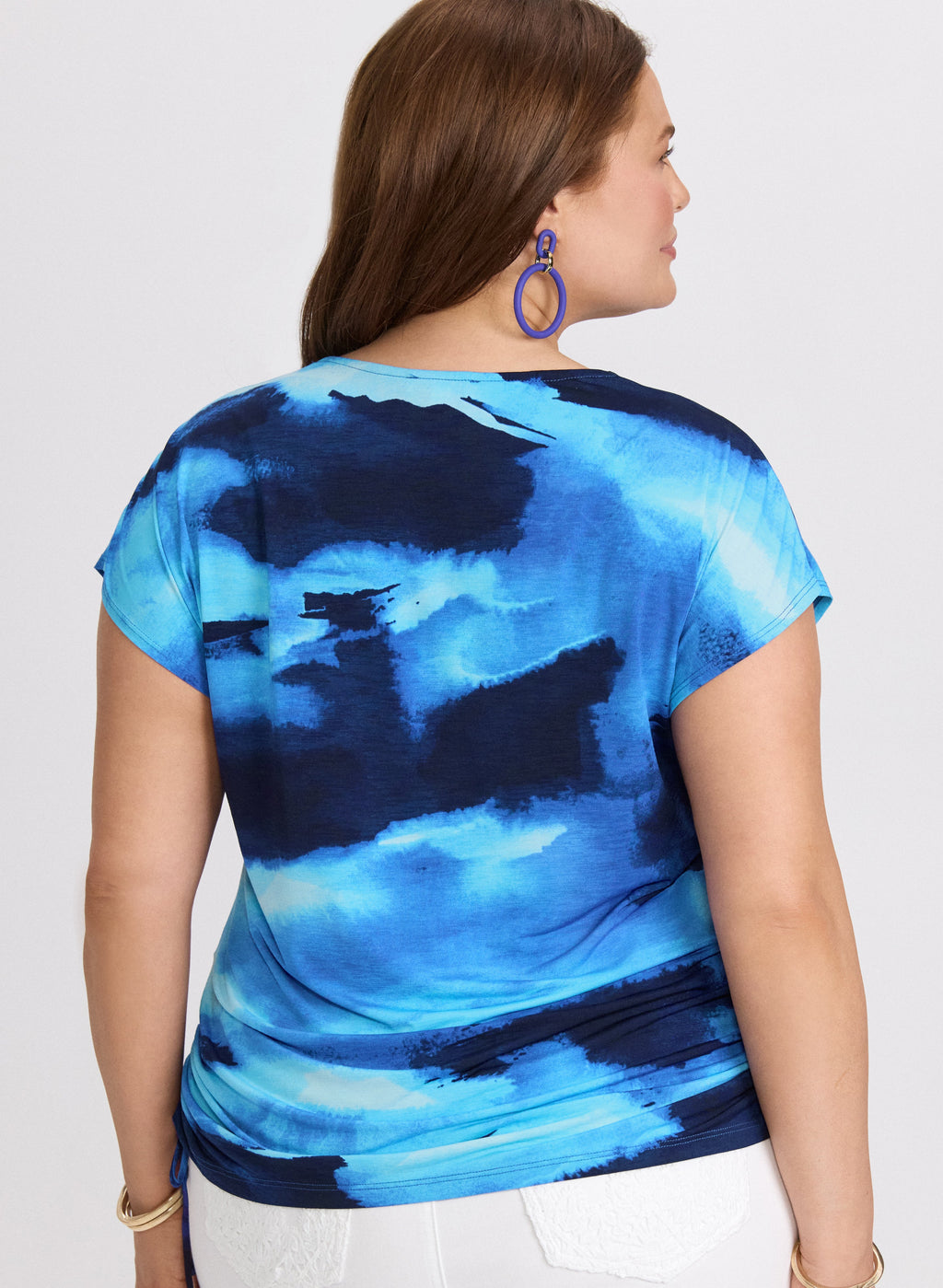 Abstract Drawstring Hem Top
