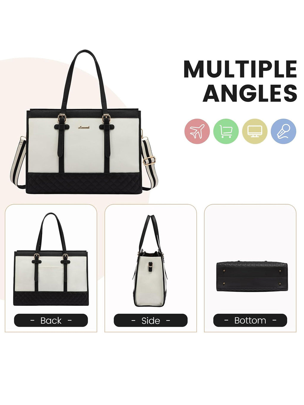 2Pcs Canvas Laptop Tote Bag, 15.6