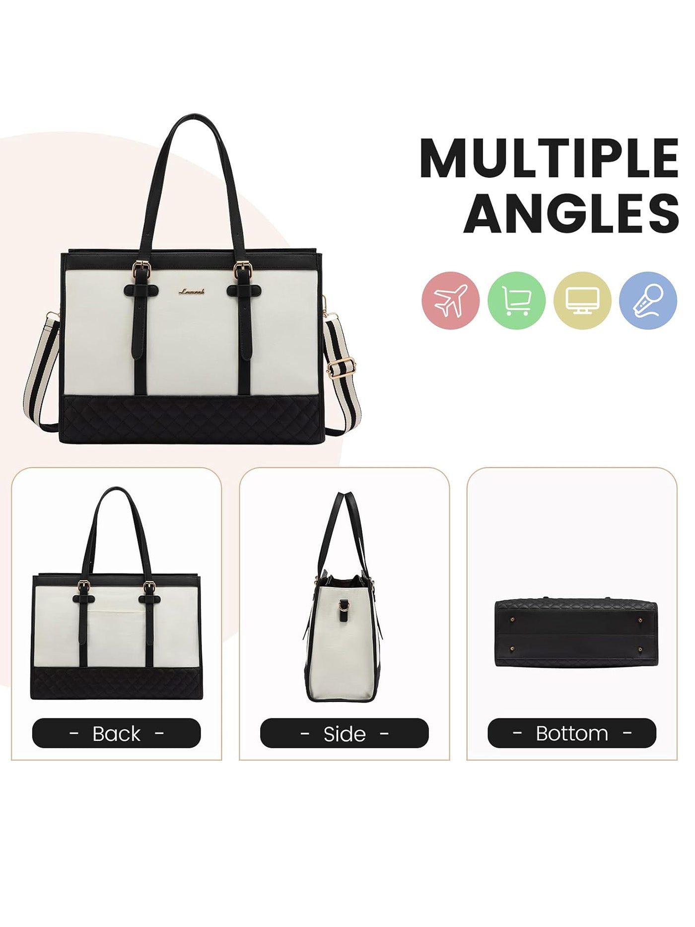 2Pcs Canvas Laptop Tote Bag, 15.6