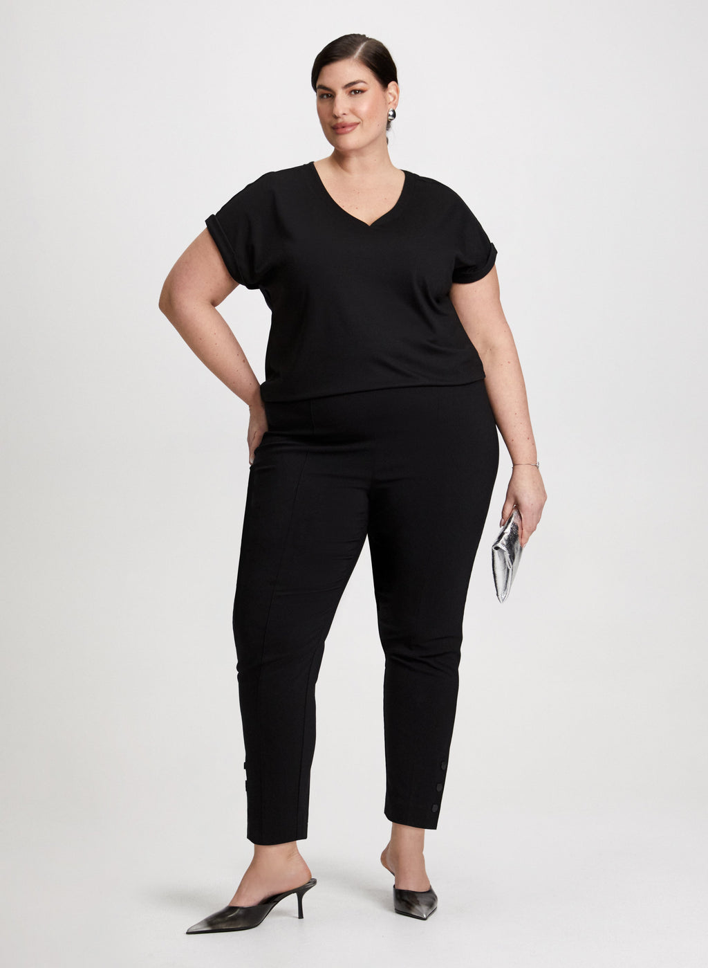 Cap Sleeves V-Neck T-Shirt