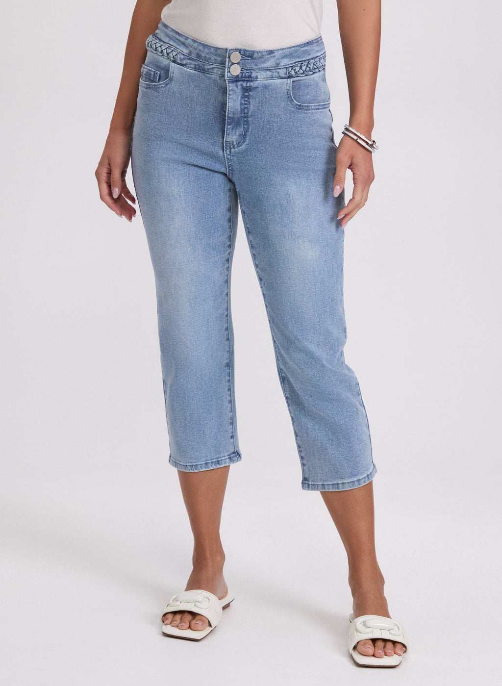Braided Trim Denim Capris