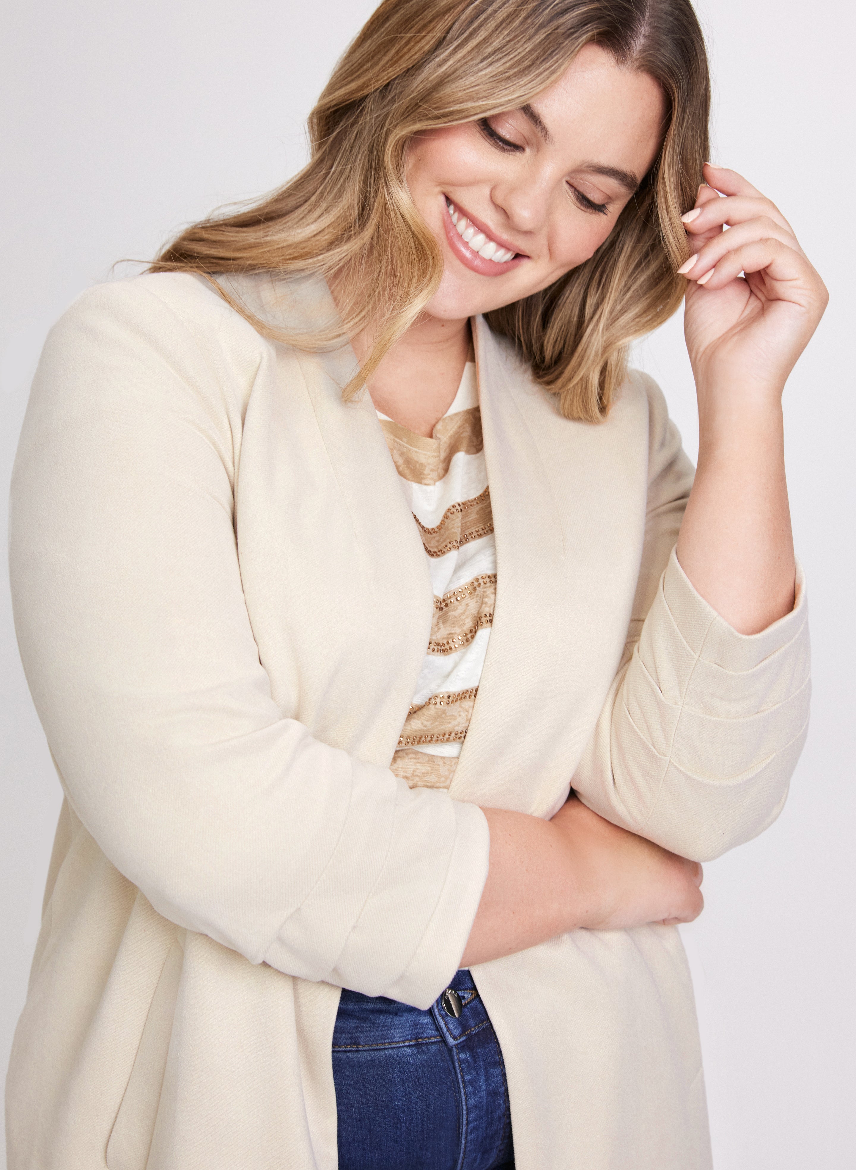 Collarless Duster Jacket