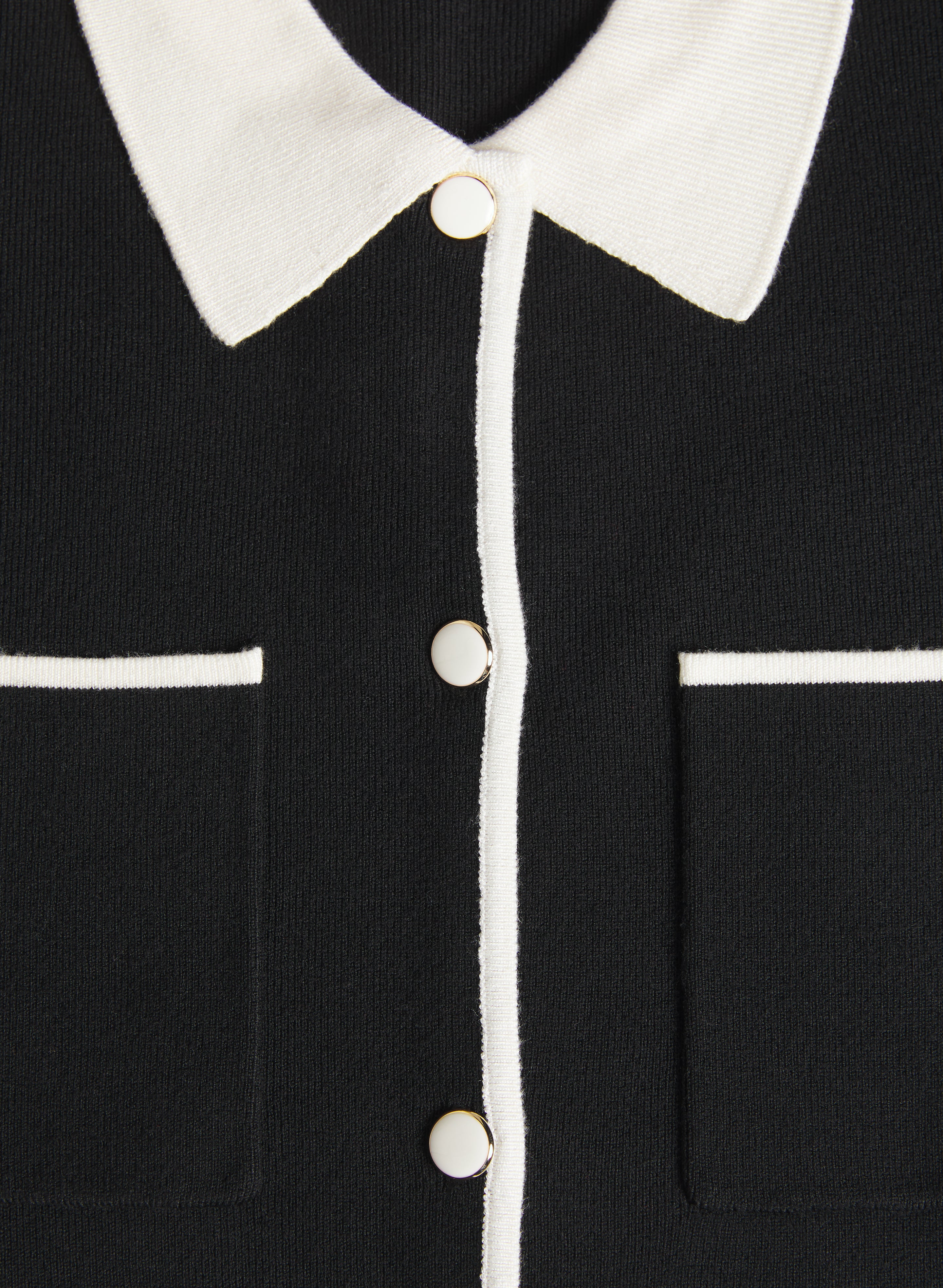 Contrast Knit Polo Top