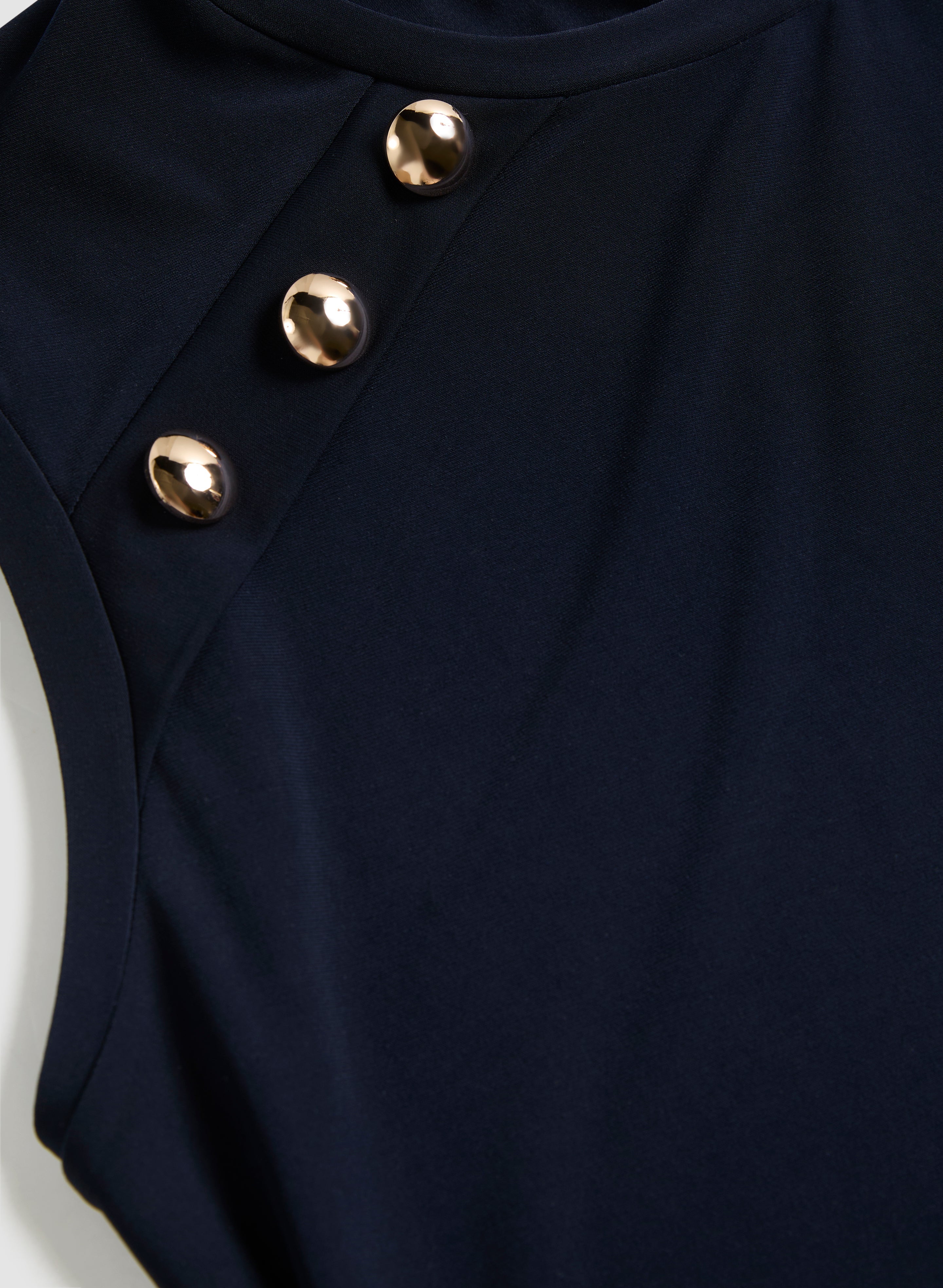 Decorative Button A-Line Dress