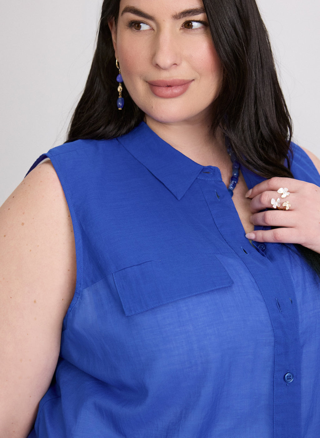 Button-Down Cotton Voile Blouse