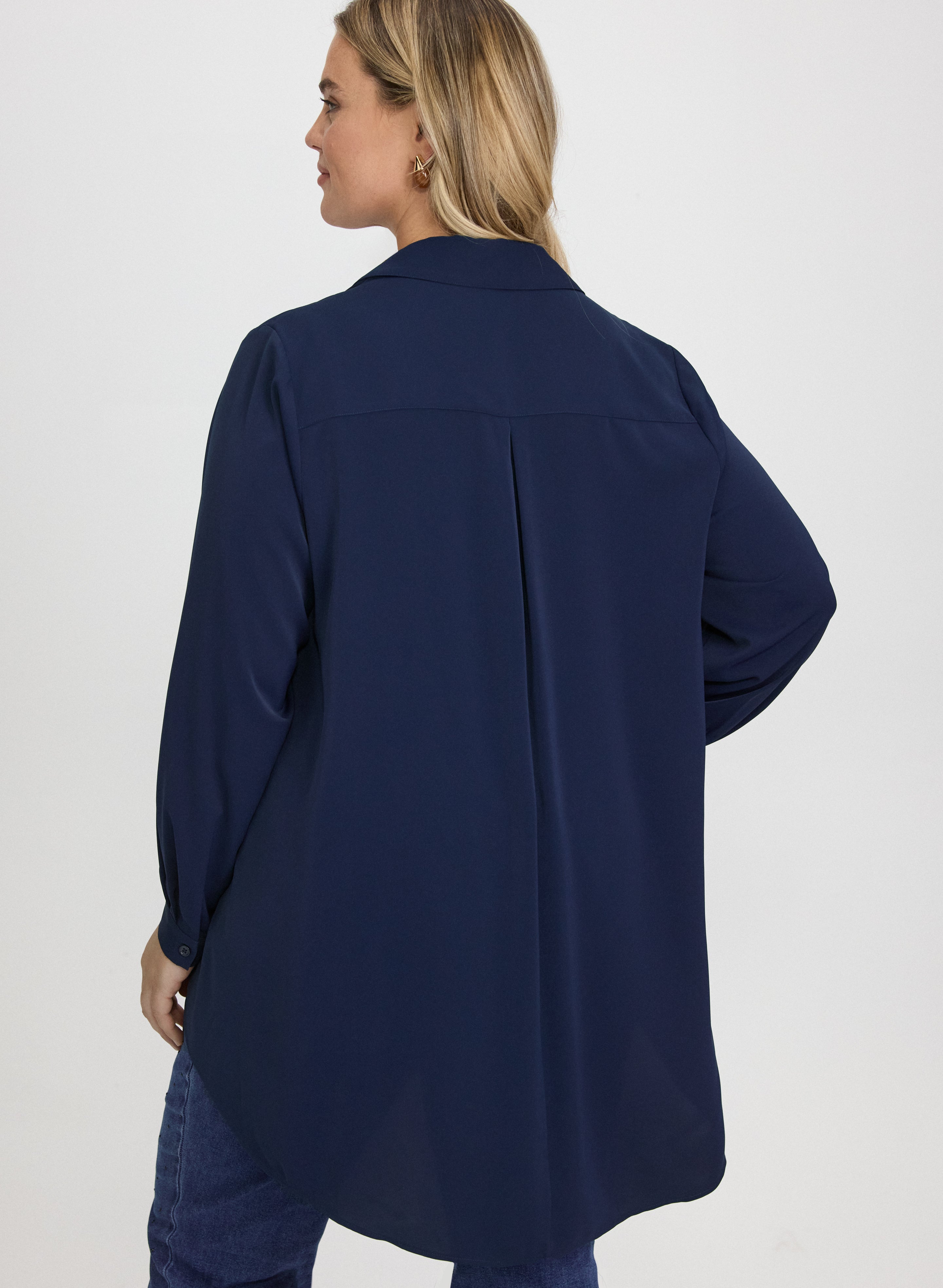 Asymmetric High-Low Hem Blouse
