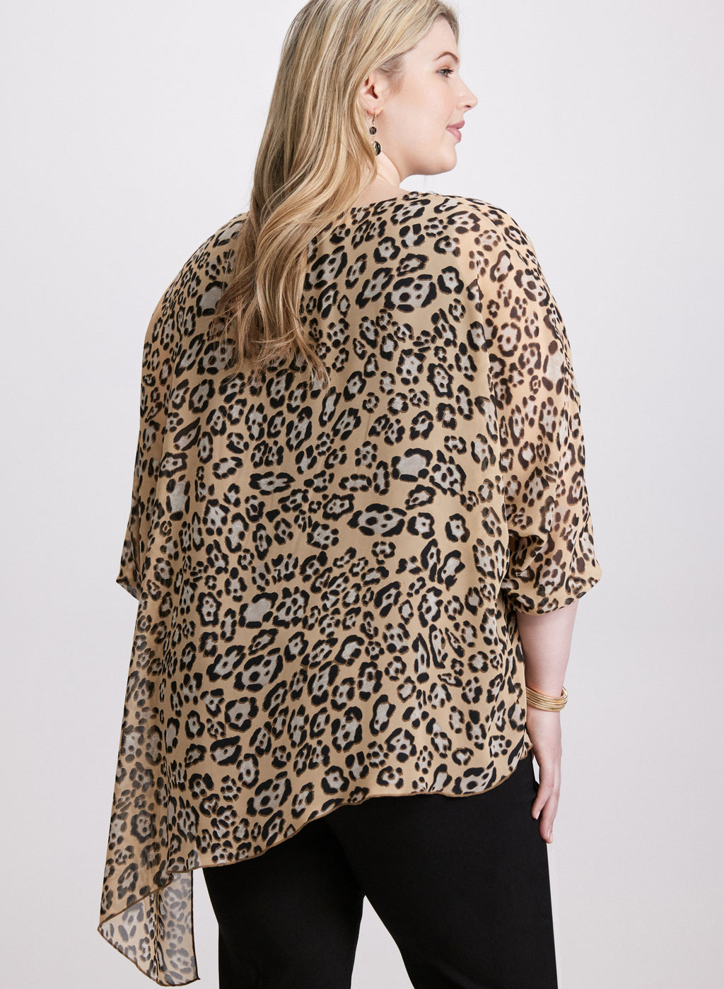 Asymmetric Animal Print Blouse