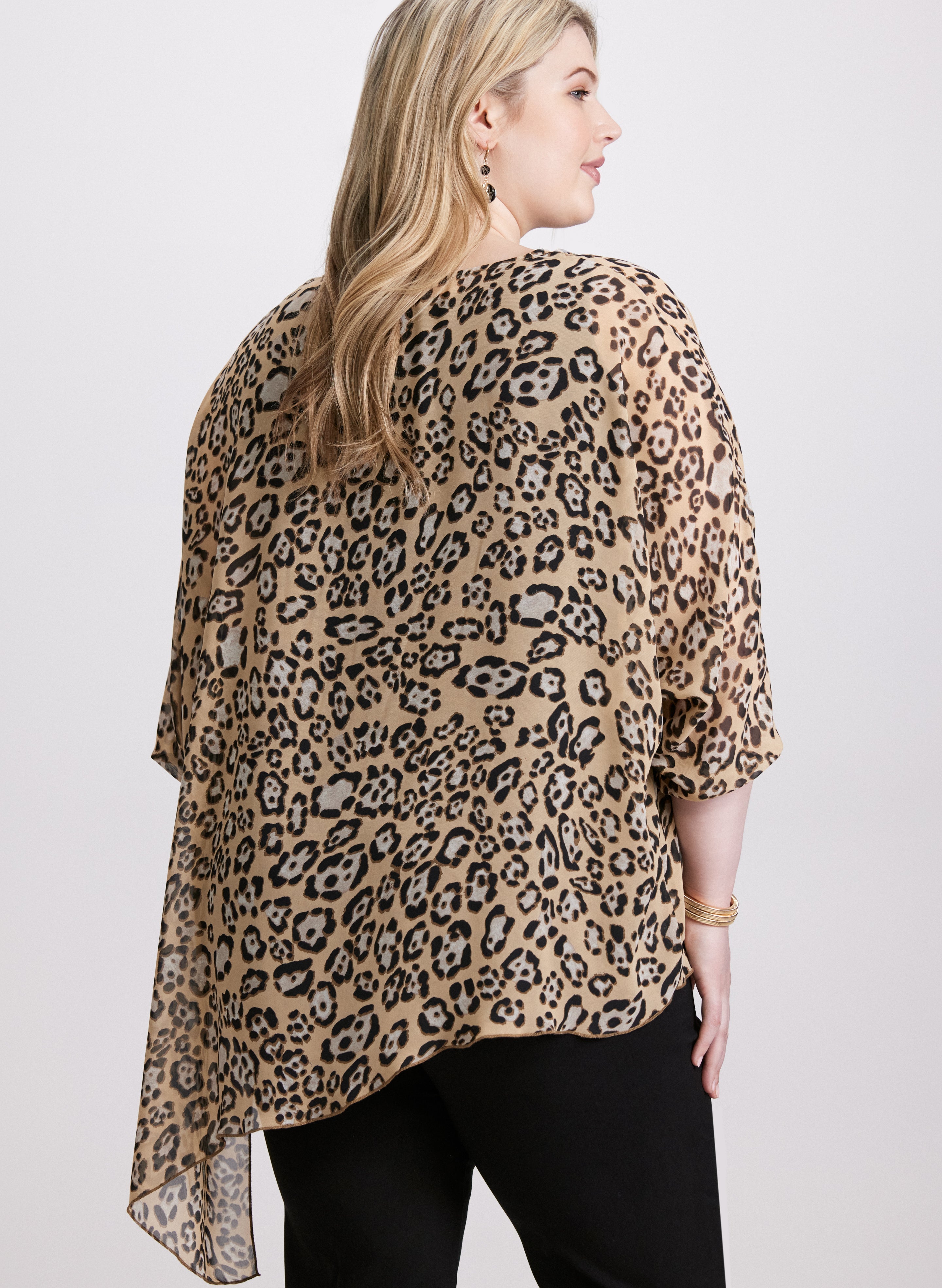Asymmetric Animal Print Blouse