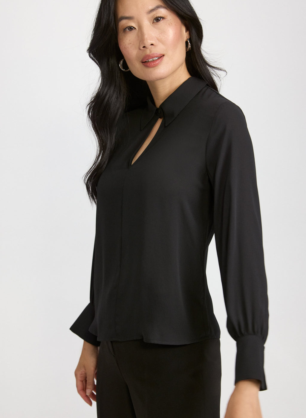 Crepe Keyhole Blouse