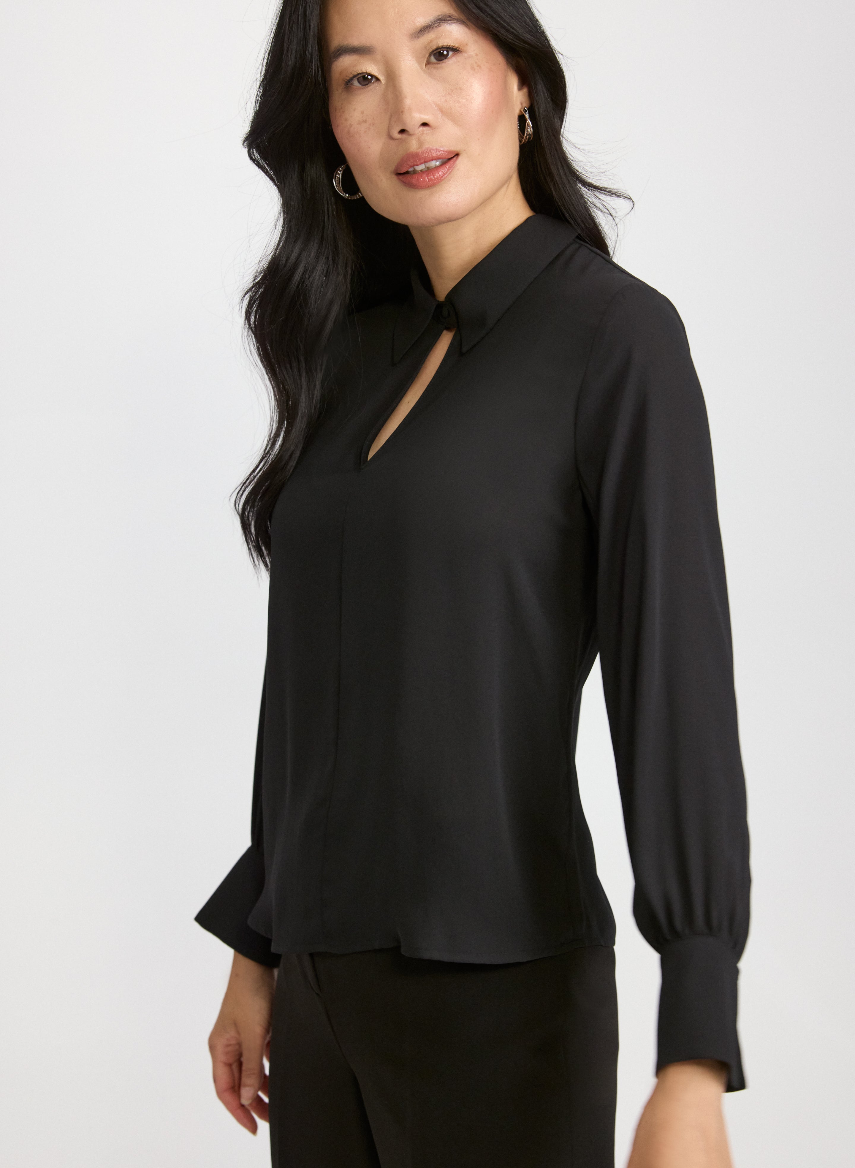 Crepe Keyhole Blouse