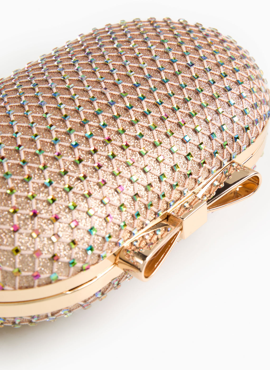 Beaded Mesh Oval Clutch