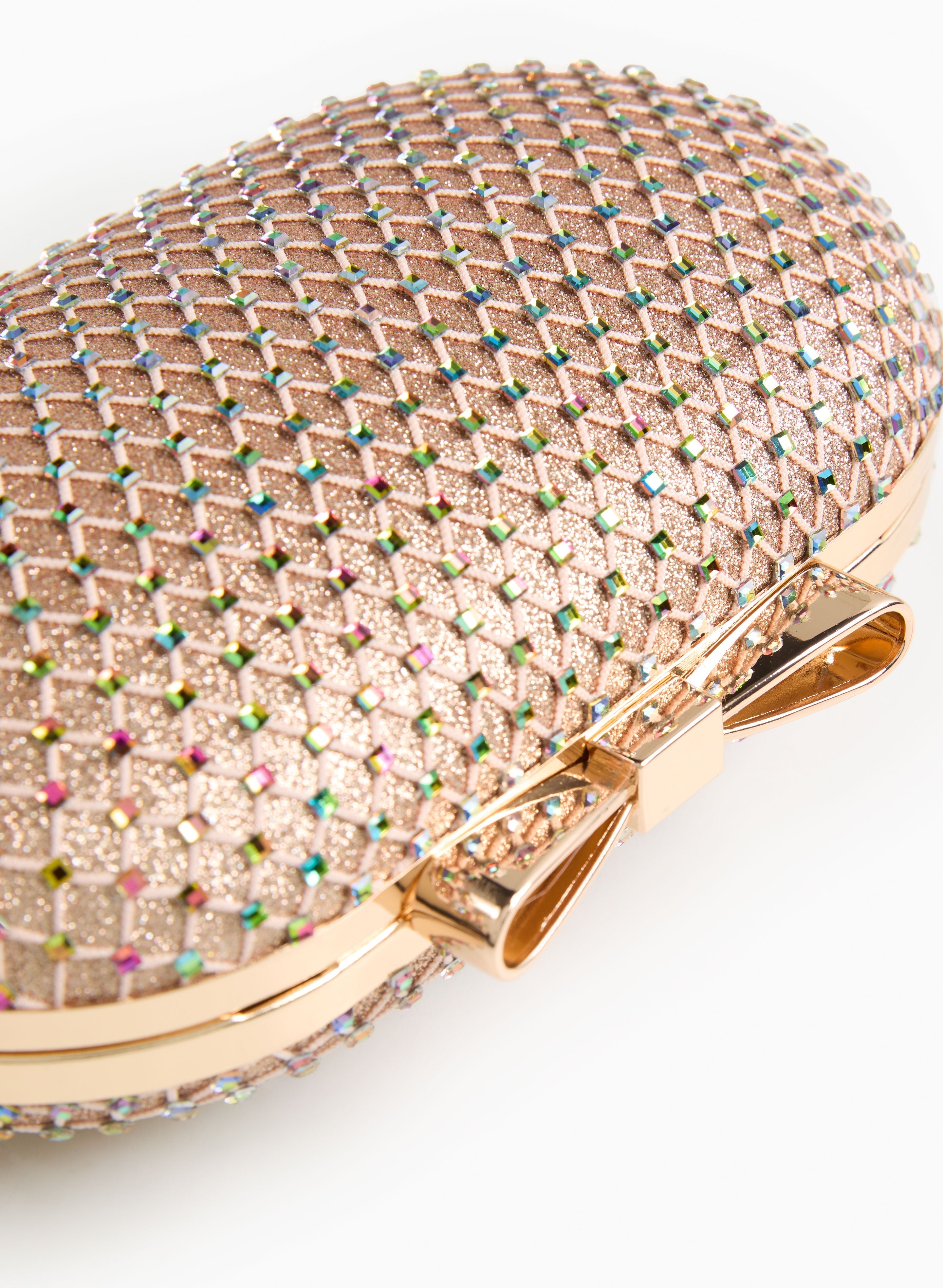 Beaded Mesh Oval Clutch