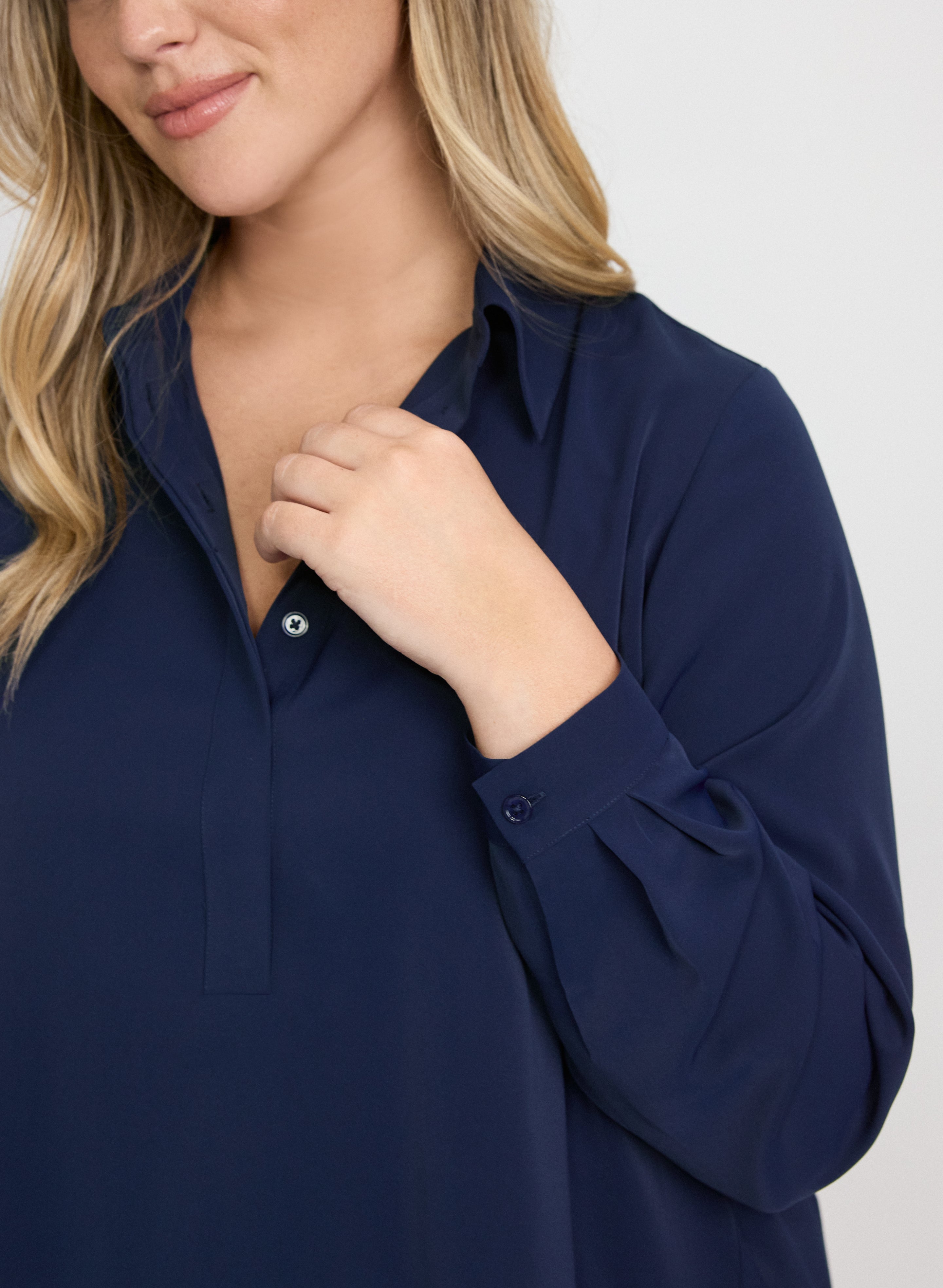 Asymmetric High-Low Hem Blouse