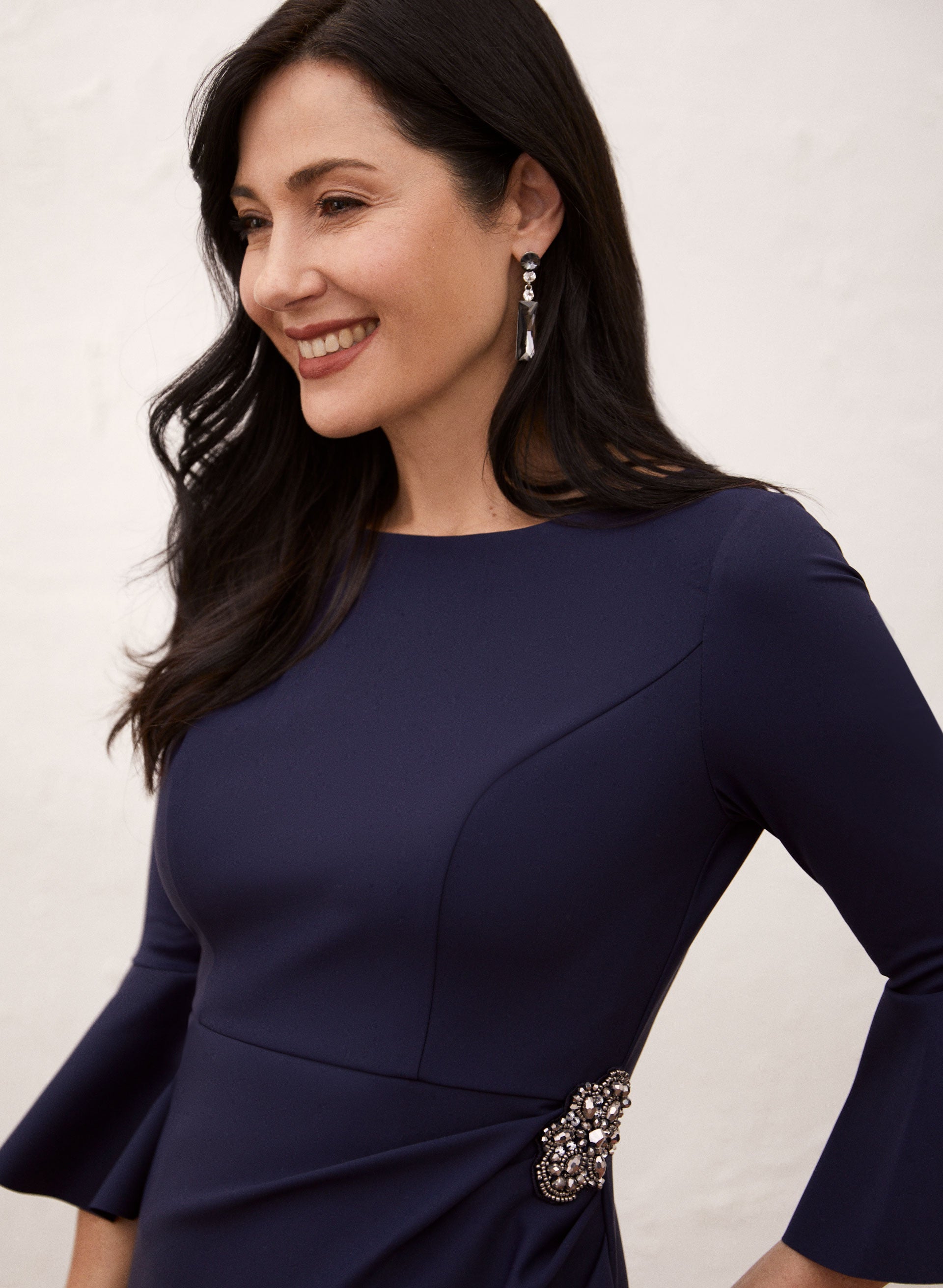 Bell Sleeve Flounce Detail Dress